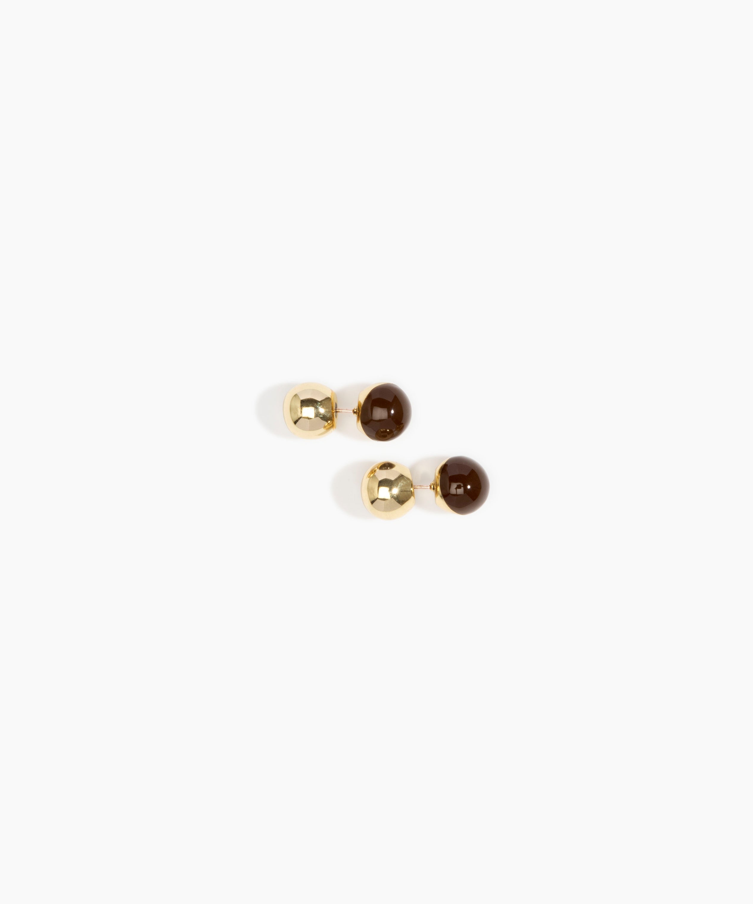 Dinosaur Designs Ball Stud Earrings in Chestnut Colour resin with Nano-Coated Brass Material