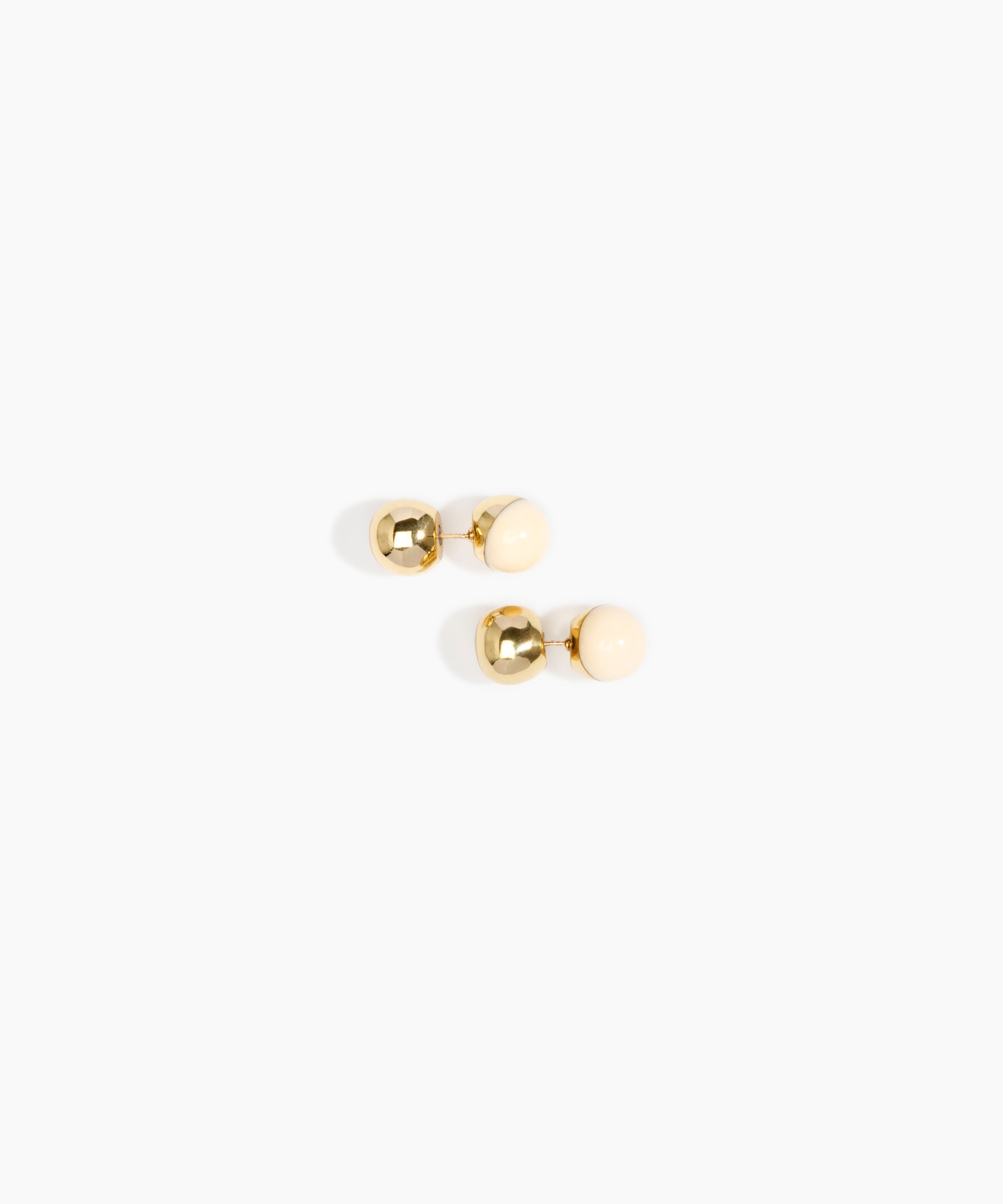 Dinosaur Designs Ball Stud Earrings in Cream Colour resin with Nano-Coated Brass Material