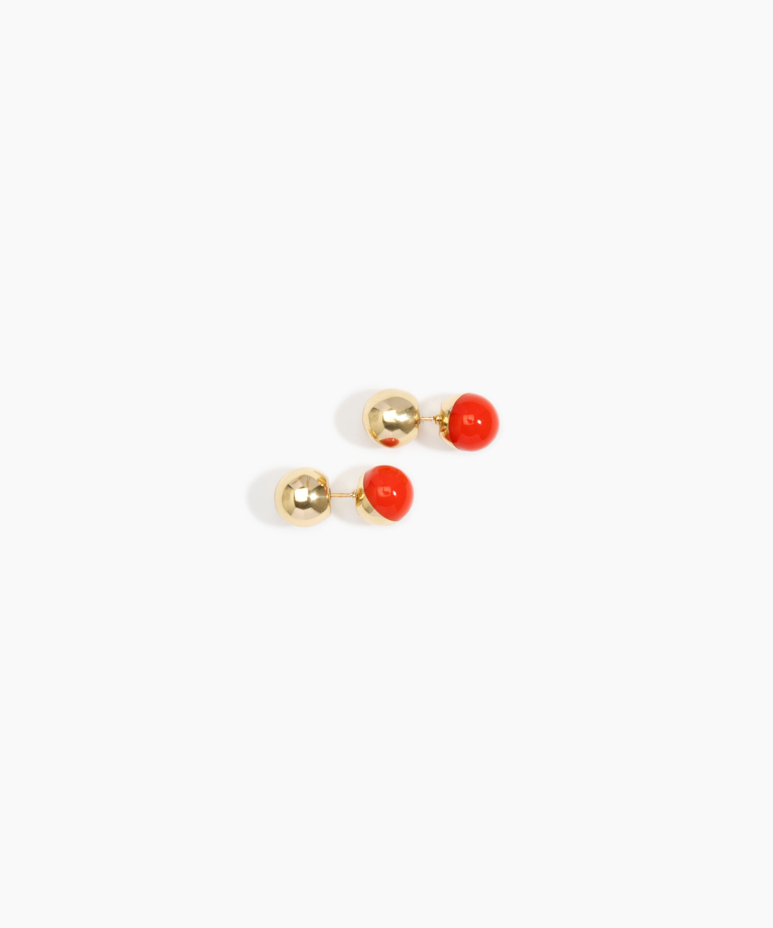 Dinosaur Designs Ball Stud Earrings Earrings in Nano-Coated Brass Material resin with Coral Colour