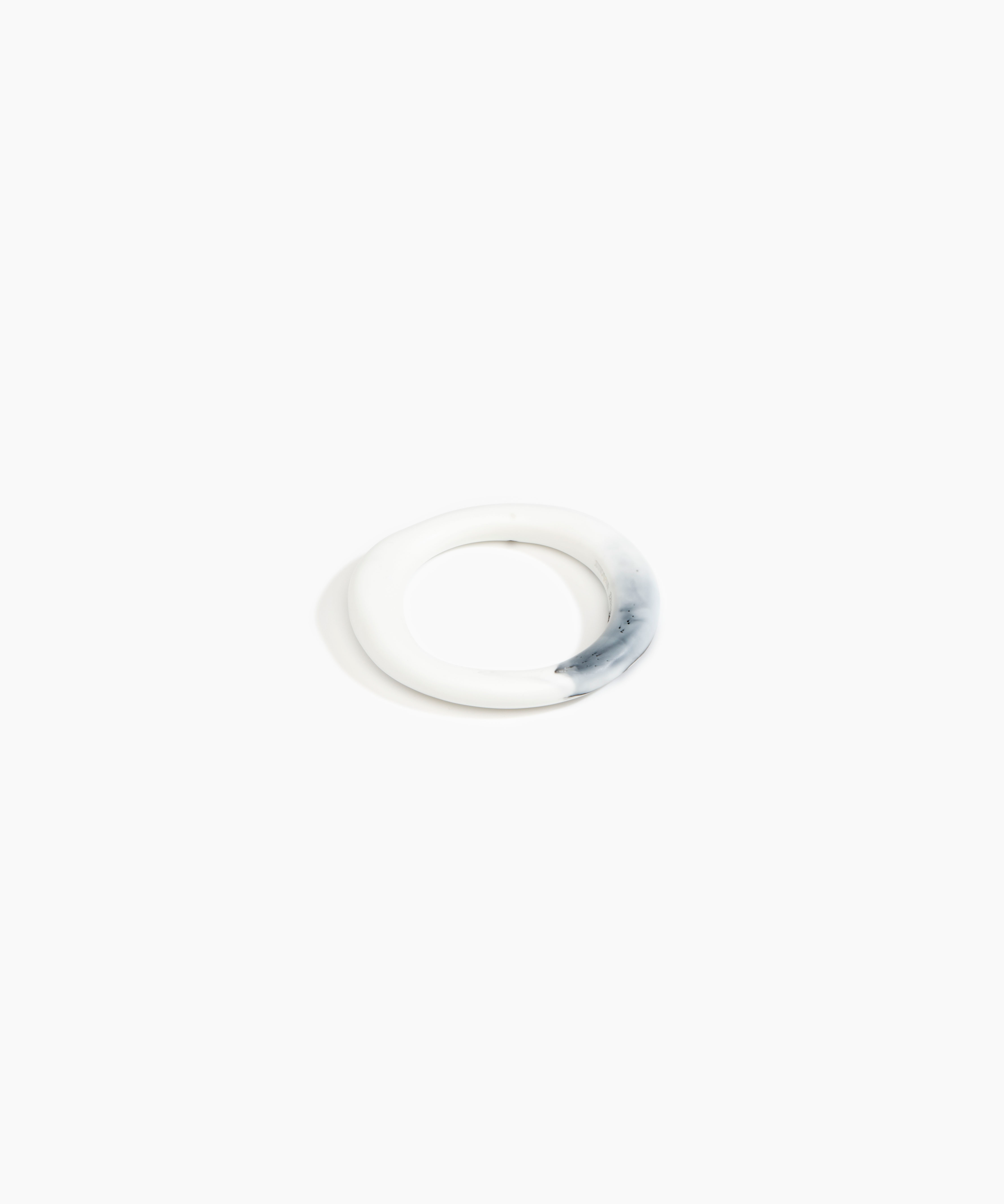 Dinosaur Designs Drift Wishbone Bangle Bracelets in White Marble Colour resin with Narrow Fit