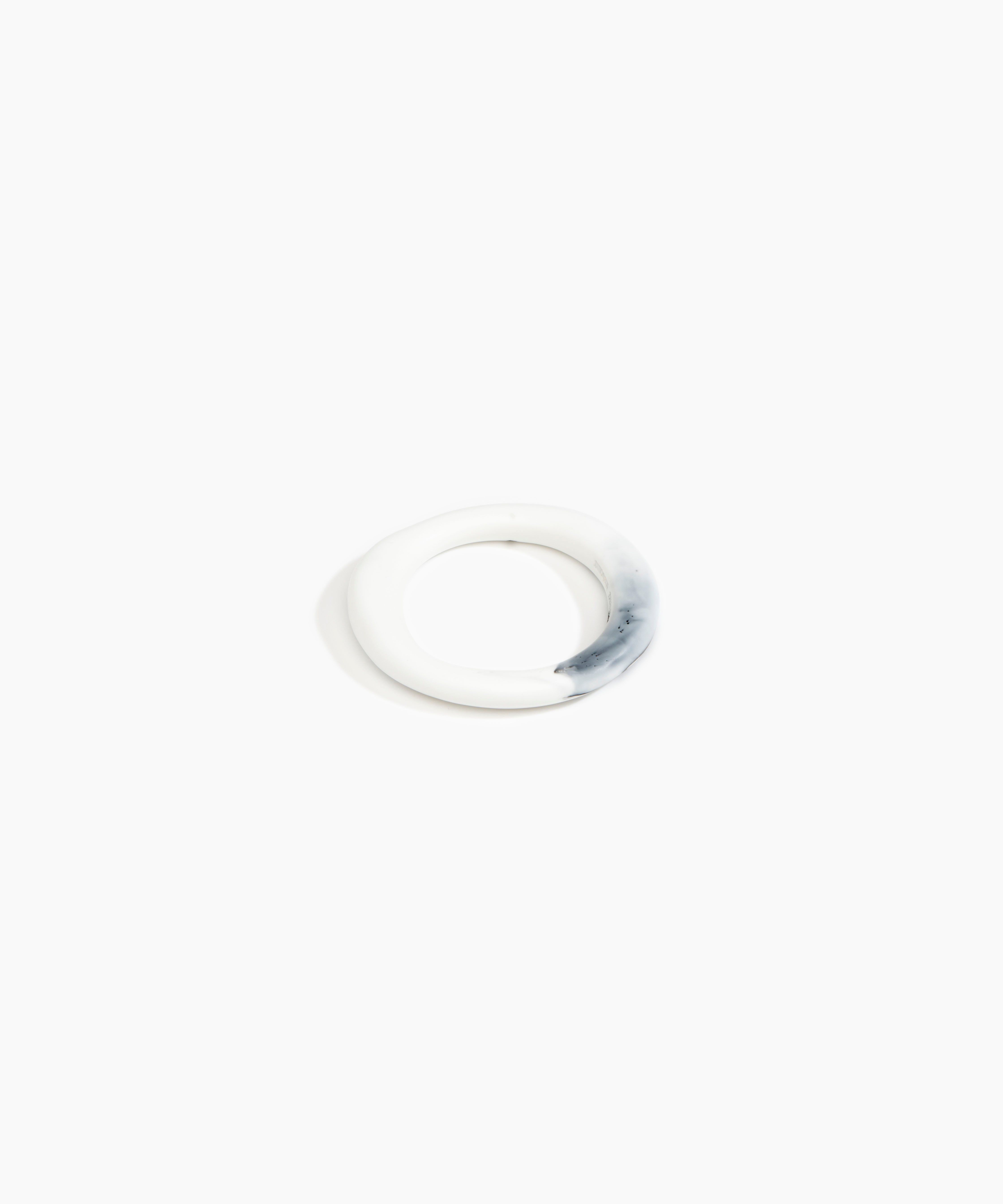 Dinosaur Designs Drift Wishbone Bangle in White Marble Colour resin with Wide Fit..