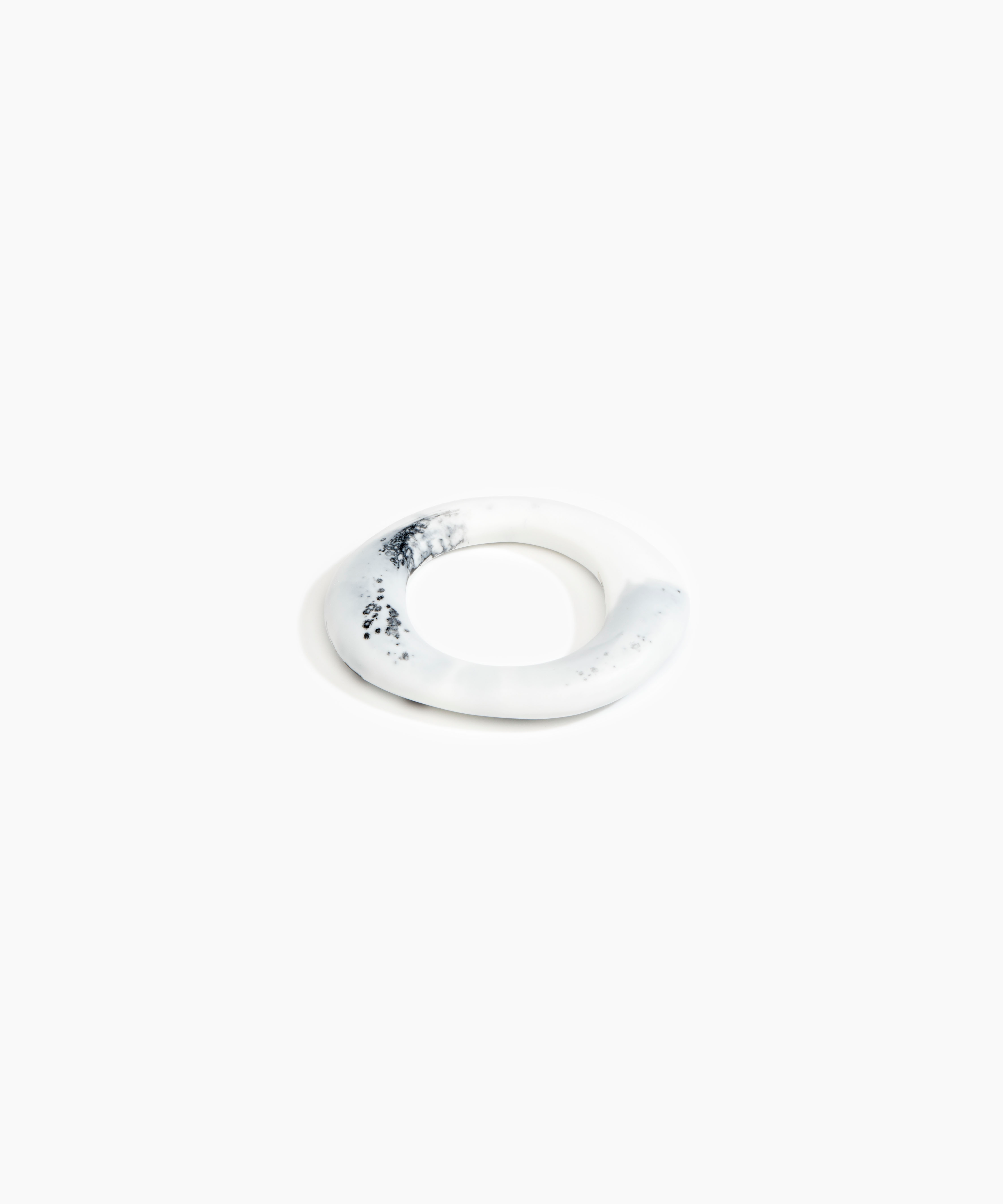 Dinosaur Designs Small Drift Bangle in White Marble Colour resin with Wide Fit...