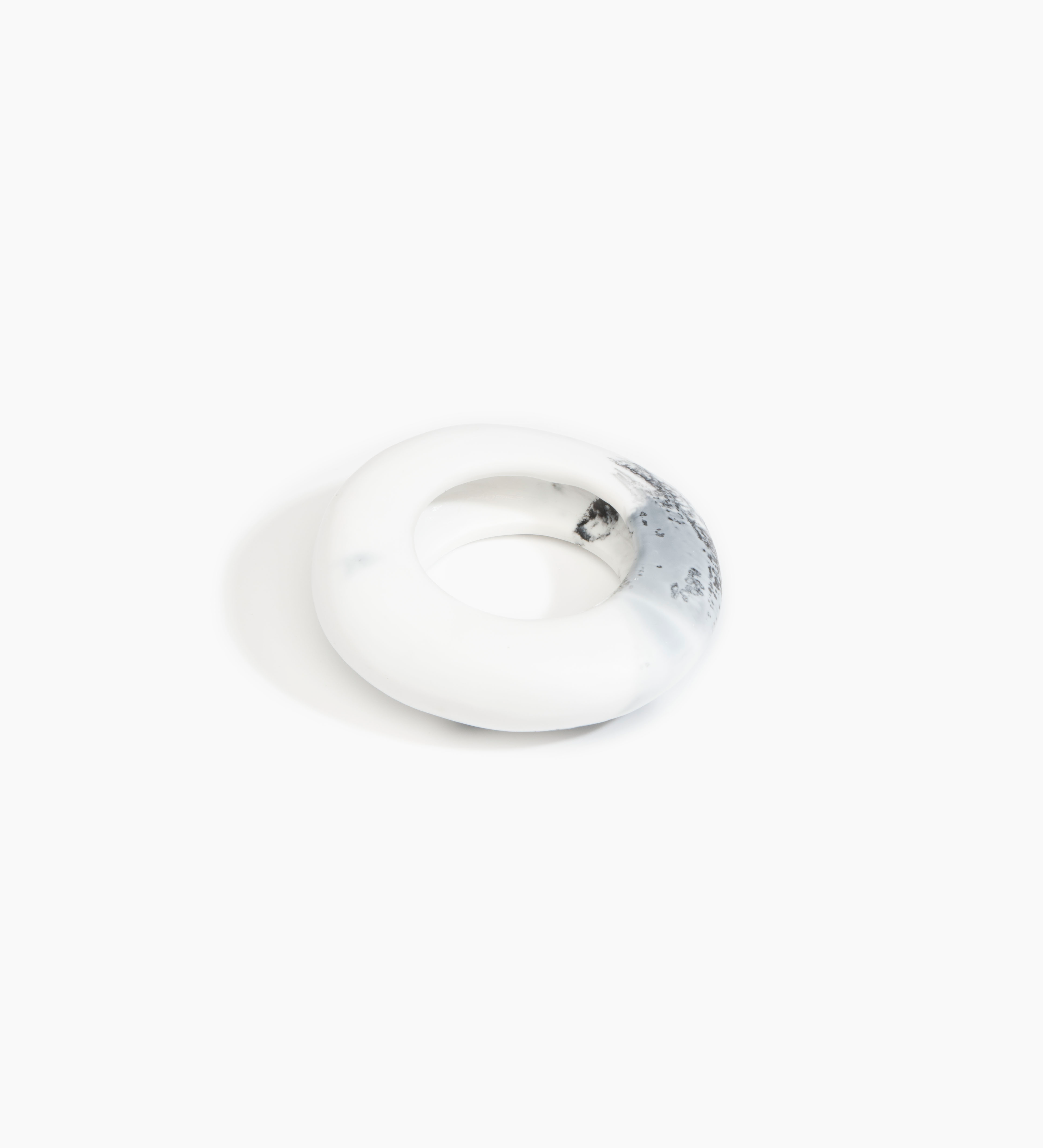 Dinosaur Designs Large Drift Bangle Bracelets in White Marble Colour resin with Wide Fit