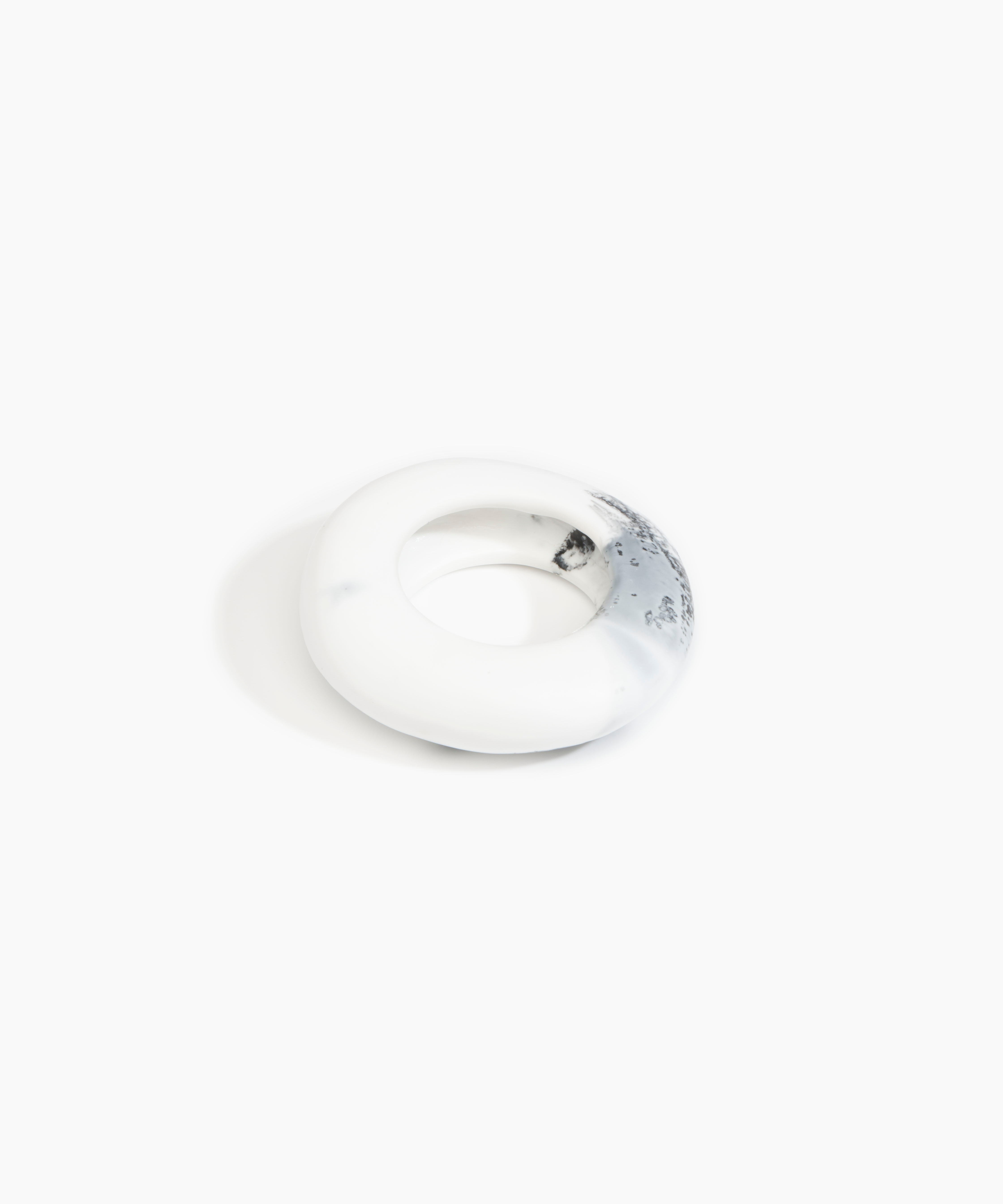 Dinosaur Designs Large Drift Bangle in White Marble Colour resin with Wide Fit..