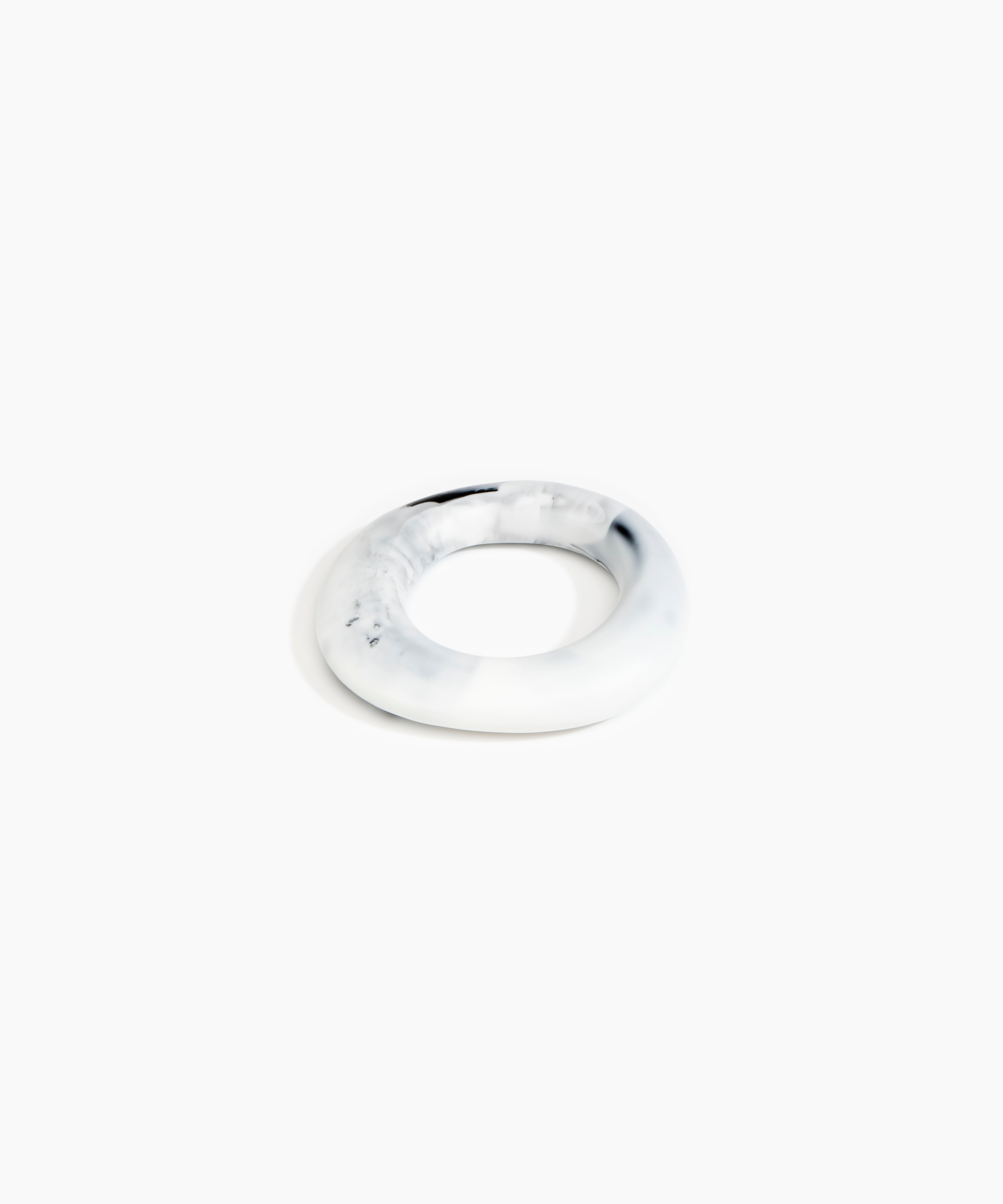 Dinosaur Designs Medium Drift Bangle in White Marble Colour resin with Wide Fit