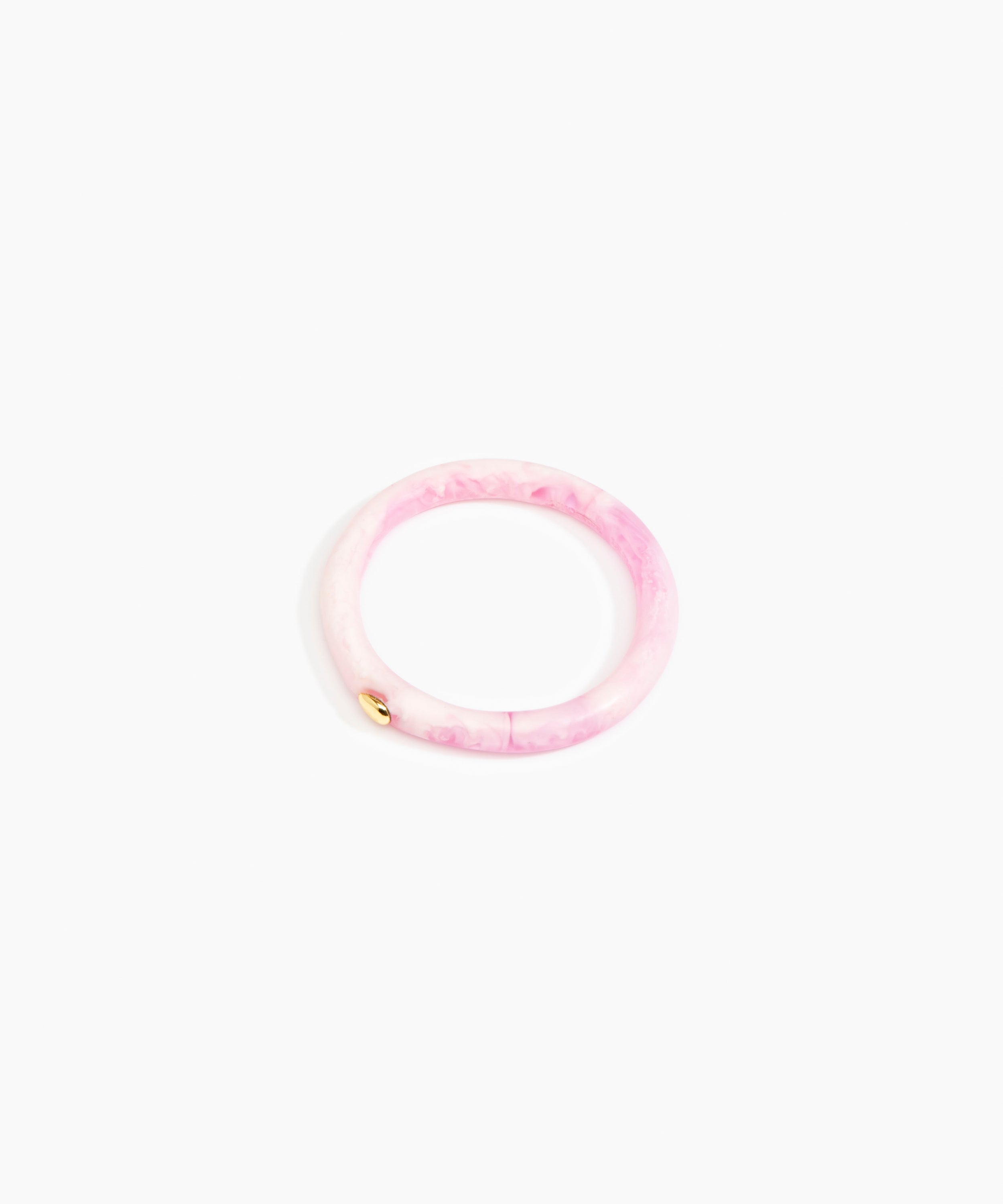 Dinosaur Designs Round Rock Wishbone Bangle in Shell Pink Colour resin with Wide Fit