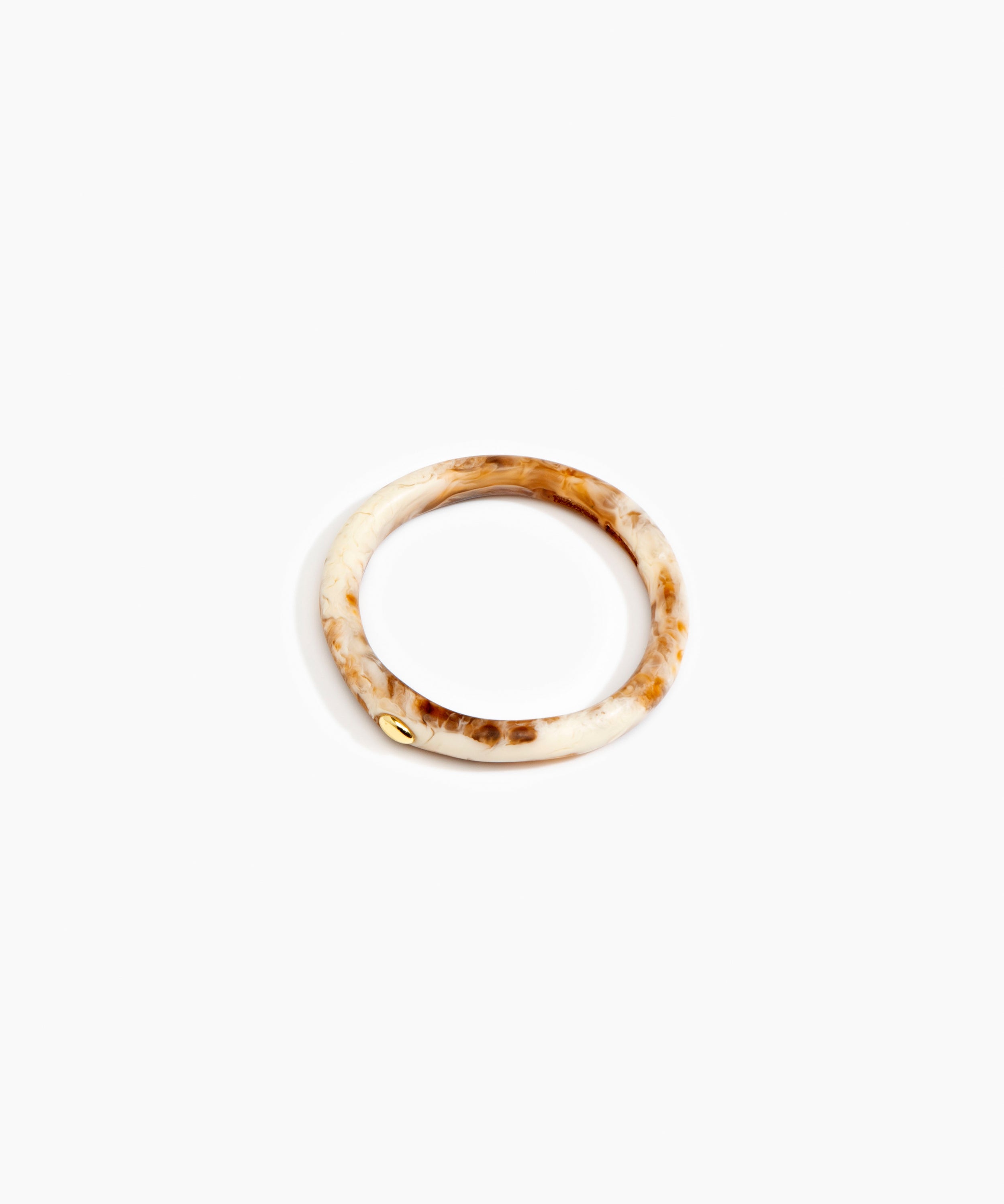 Dinosaur Designs Round Rock Wishbone Bangle in Light Horn Colour resin with Wide Fit.