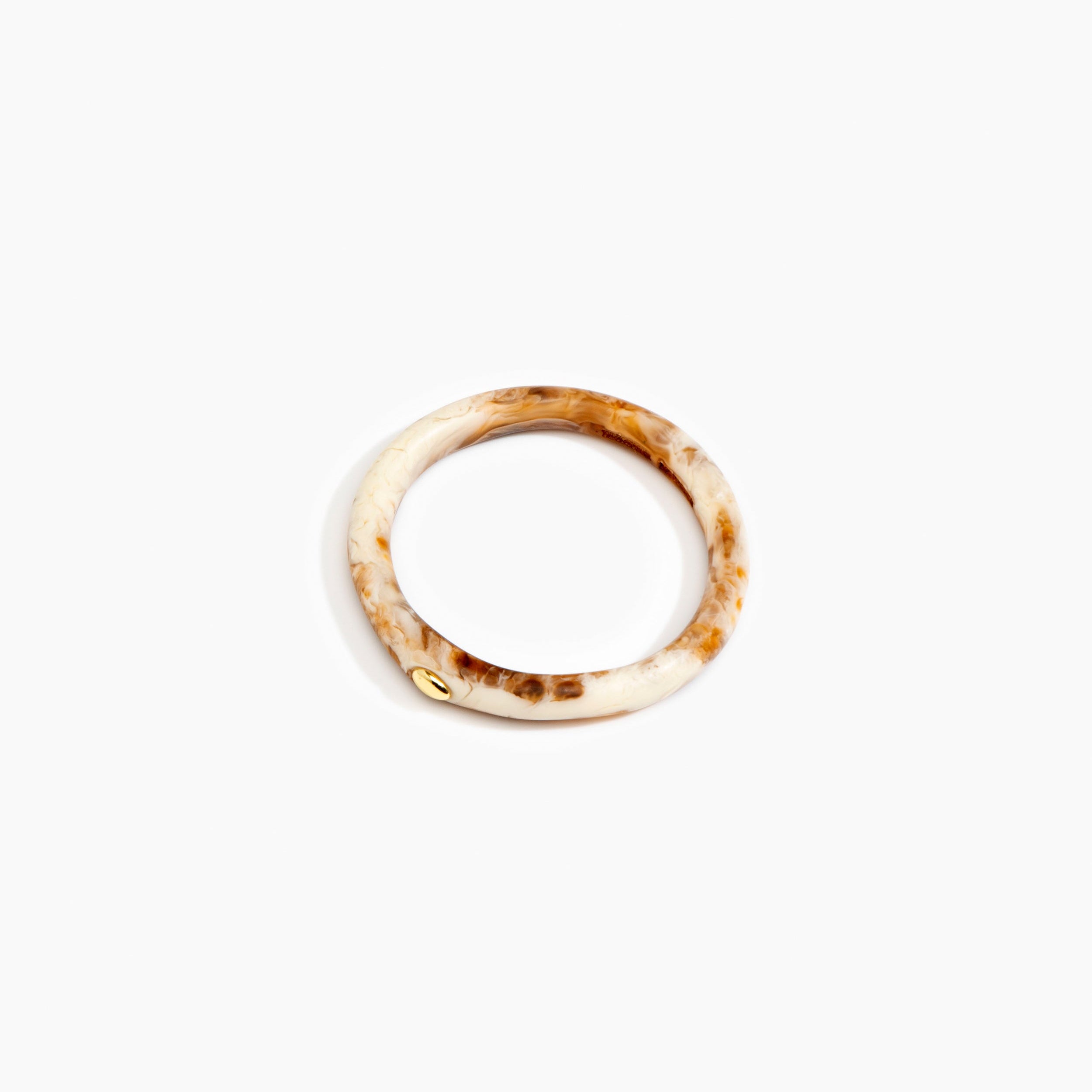 Dinosaur Designs Round Rock Wishbone Bangle in Light Horn Colour resin with Wide Fit...
