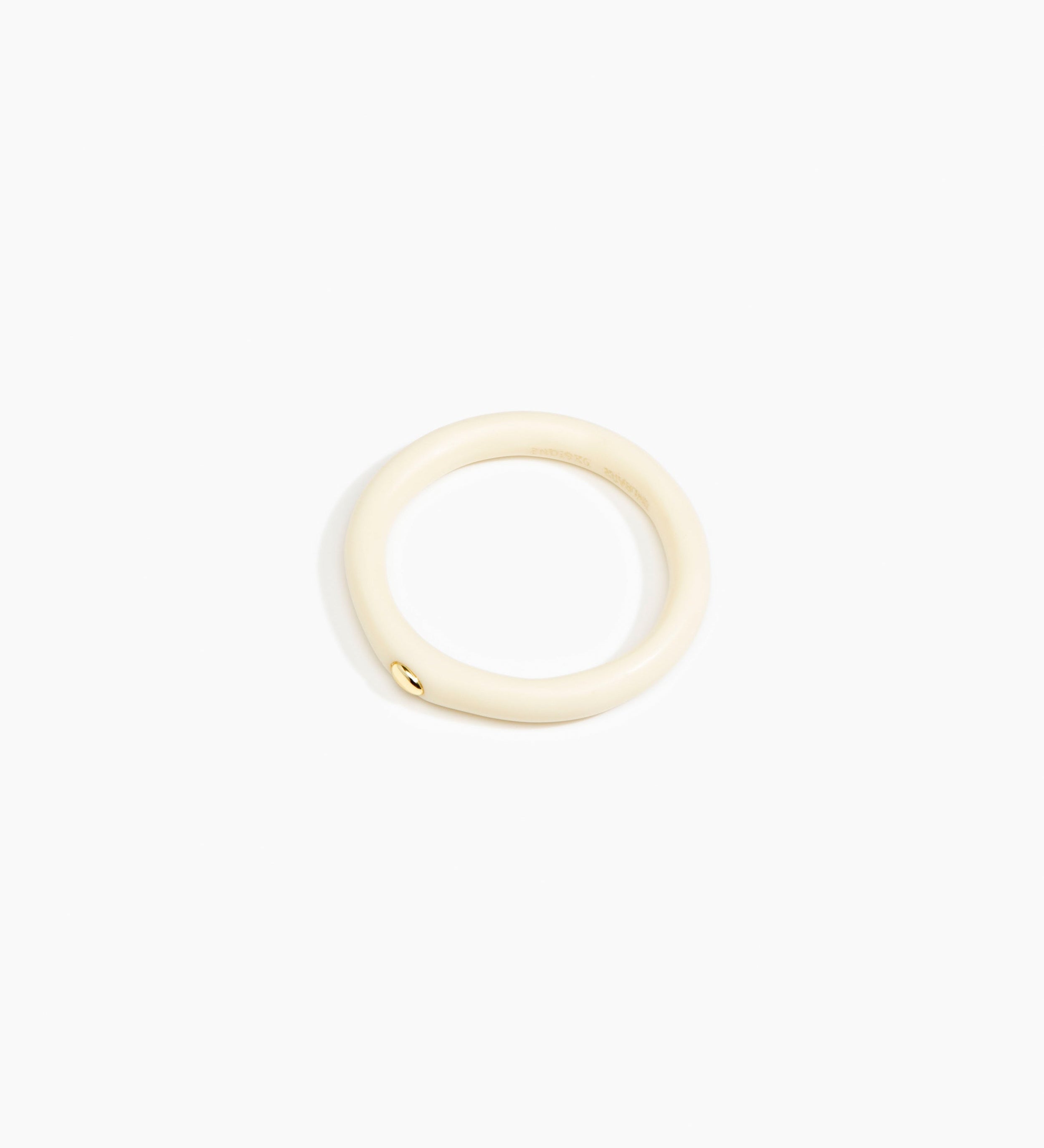 Dinosaur Designs Round Rock Wishbone Bangle Bracelets in Cream Colour resin with Wide Fit