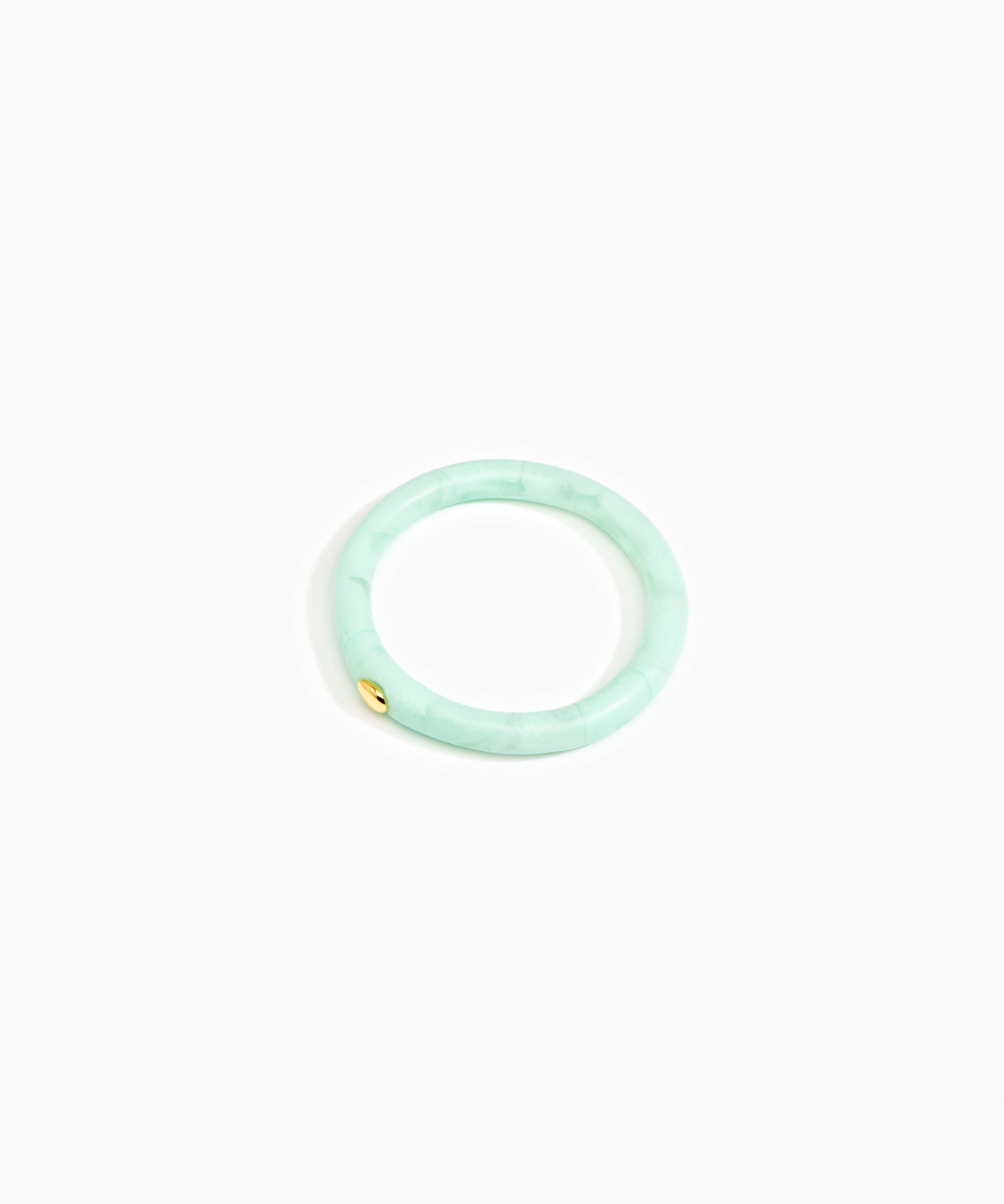 Dinosaur Designs Round Rock Wishbone Bangle in Mint Colour resin with Wide Fit.