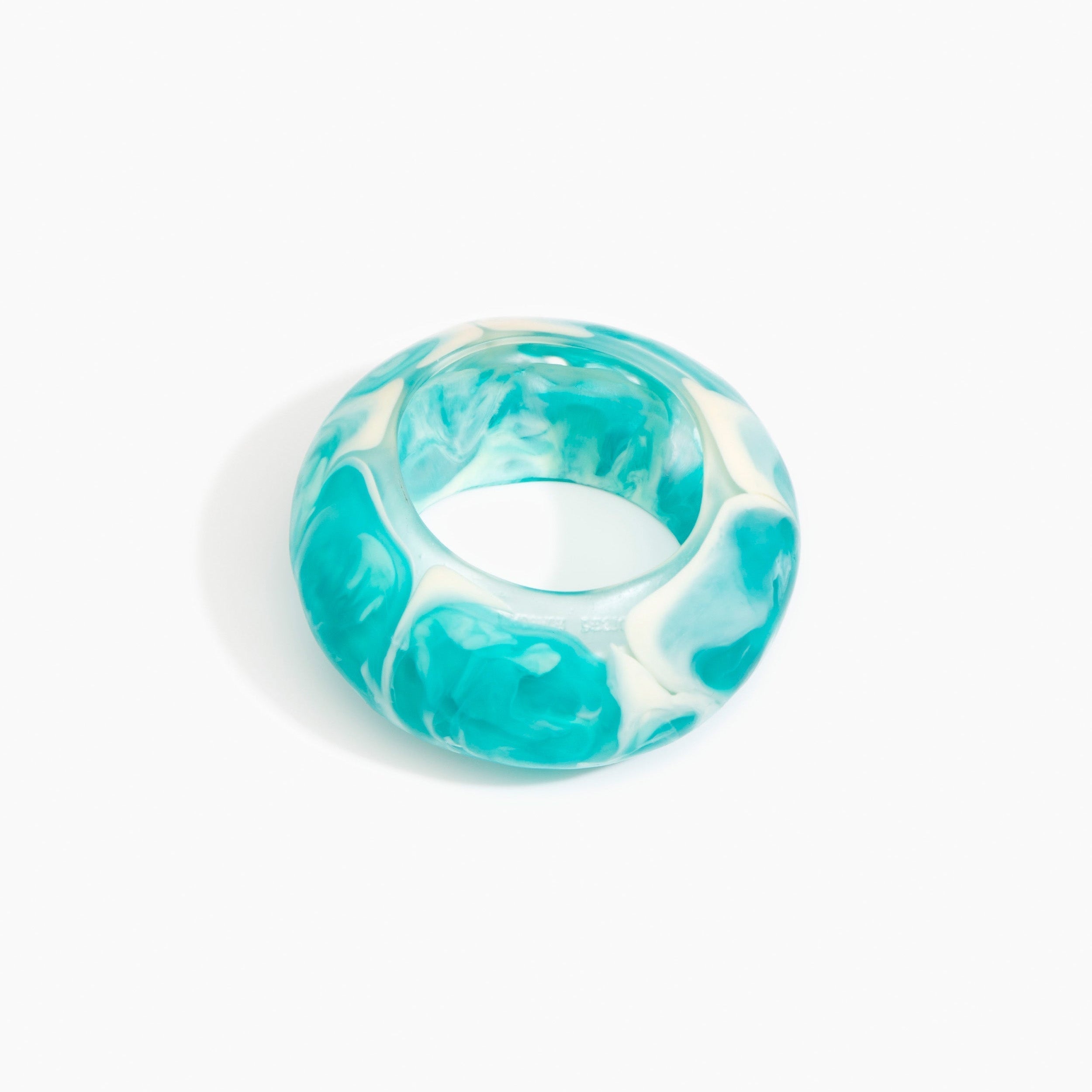 Dinosaur Designs Boulder Bangle in Lagoon Colour resin with Wide Fit..