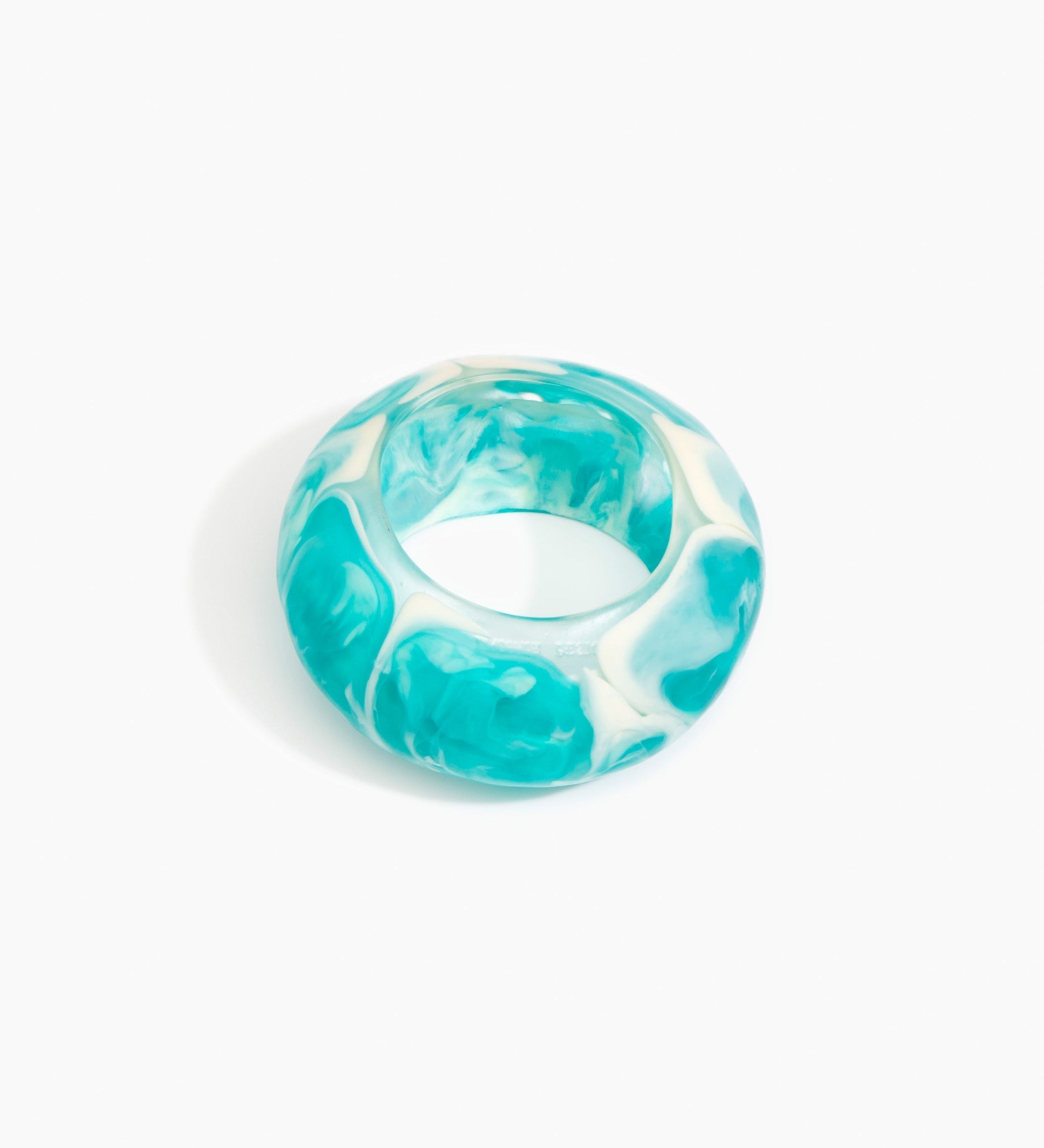 Dinosaur Designs Boulder Bangle Bracelets in Lagoon Colour resin with Wide Fit