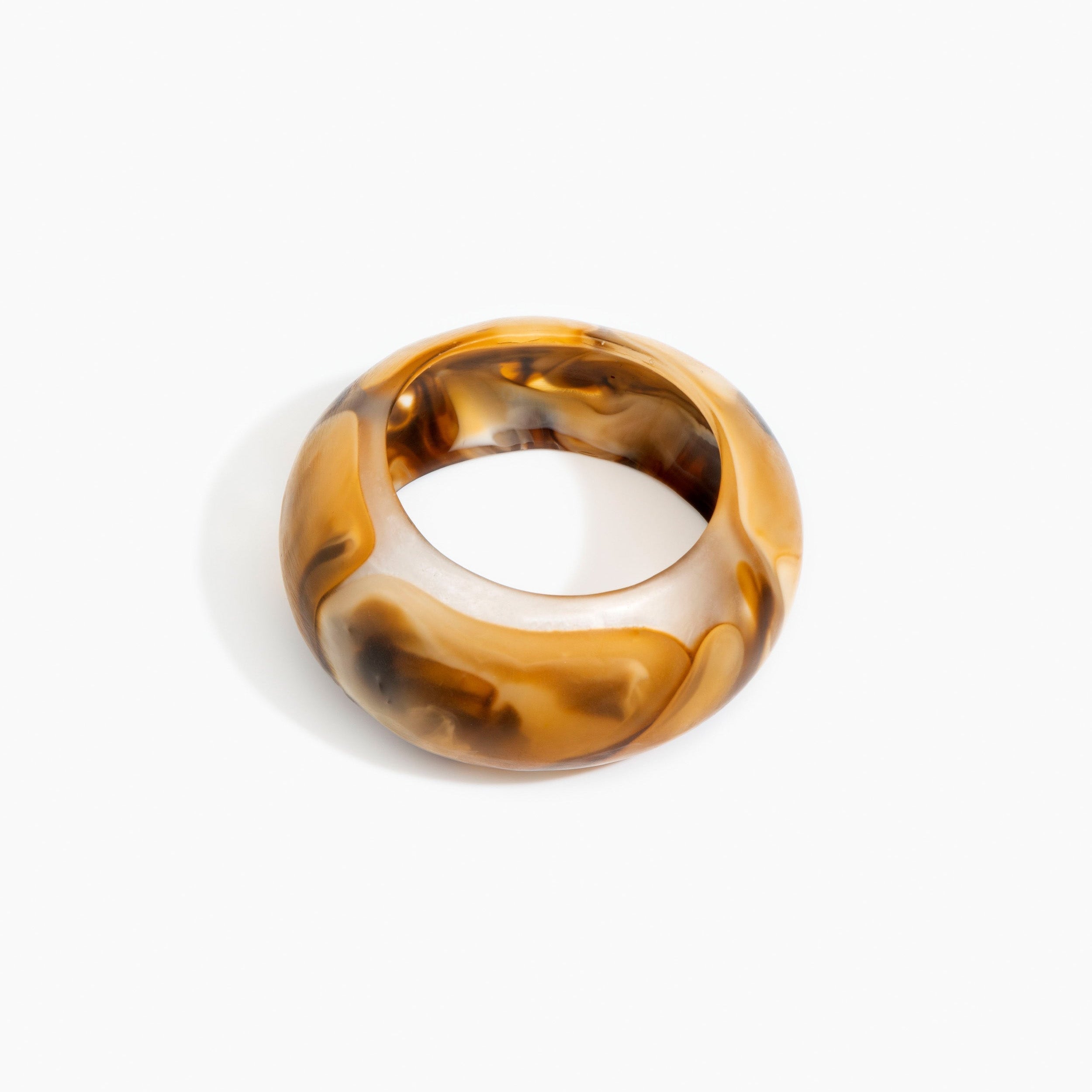 Dinosaur Designs Boulder Bangle in Light Horn Colour resin with Wide Fit..