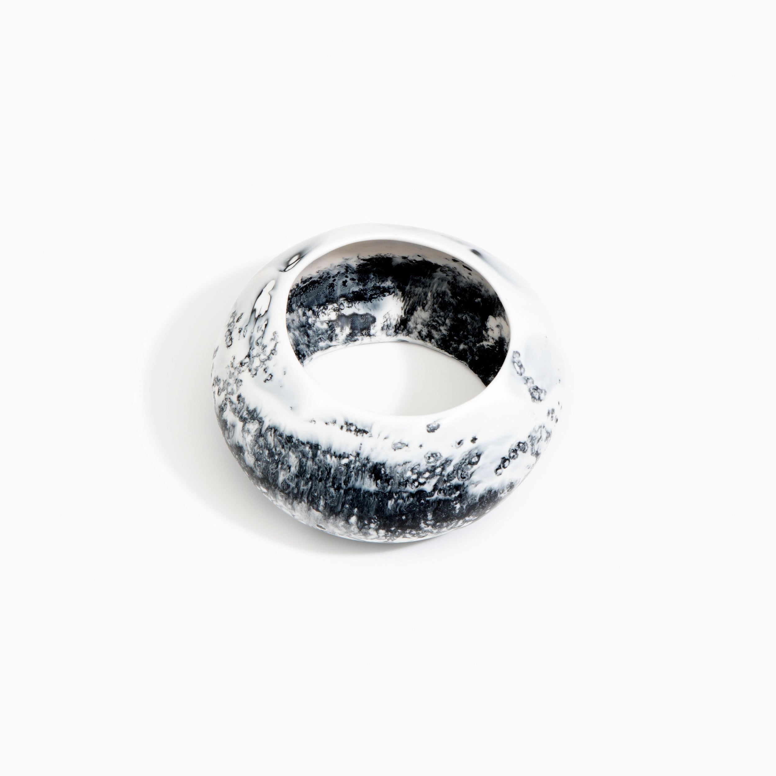 Dinosaur Designs Boulder Bangle in White Marble Colour resin with Wide Fit..