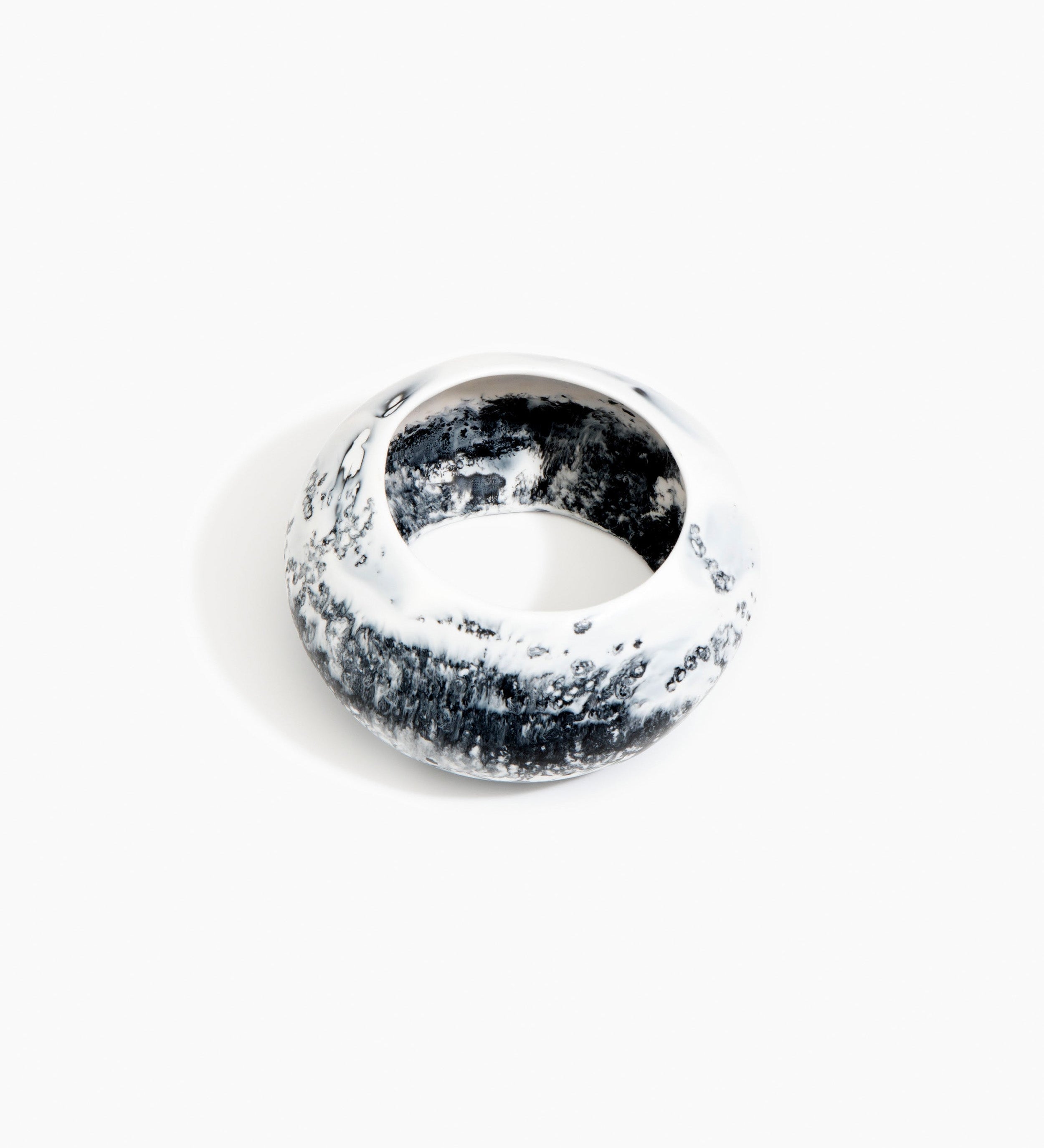 Dinosaur Designs Boulder Bangle Bracelets in White Marble Colour resin with Wide Fit