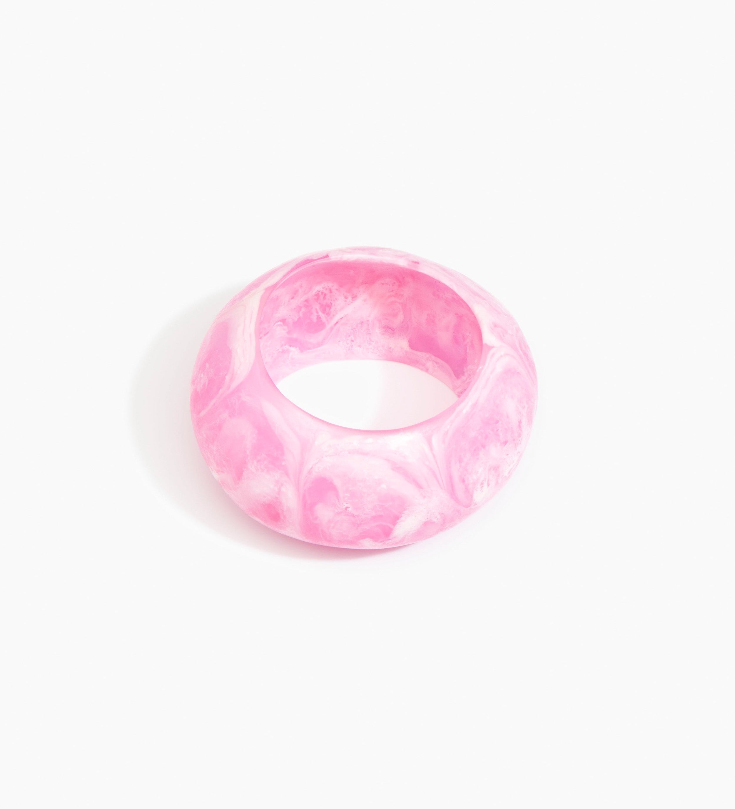 Dinosaur Designs Boulder Bangle Bracelets in Shell Pink Colour resin with Wide Fit