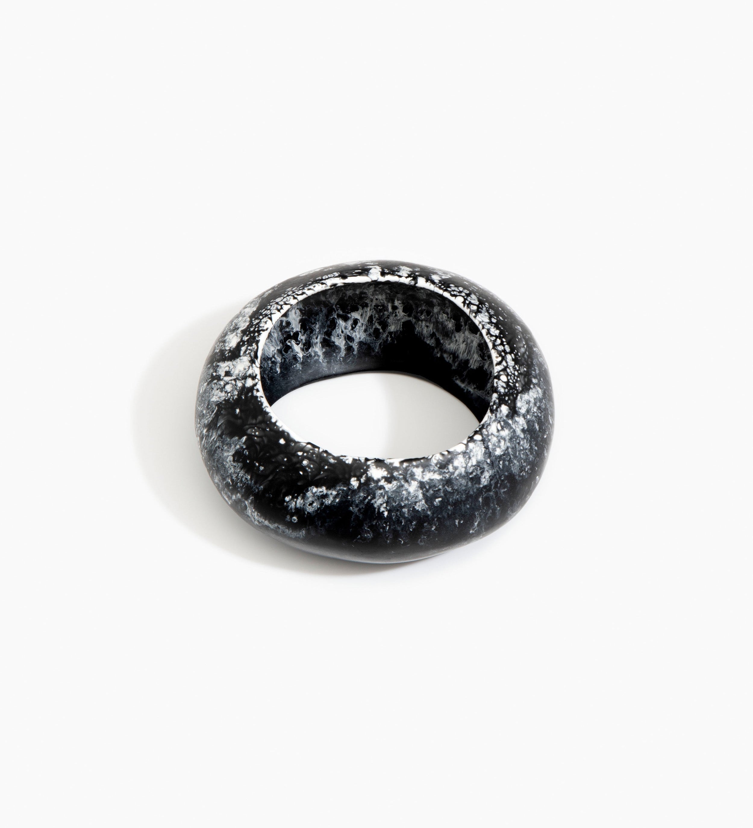 Dinosaur Designs Boulder Bangle Bracelets in Black Marble Colour resin with Wide Fit