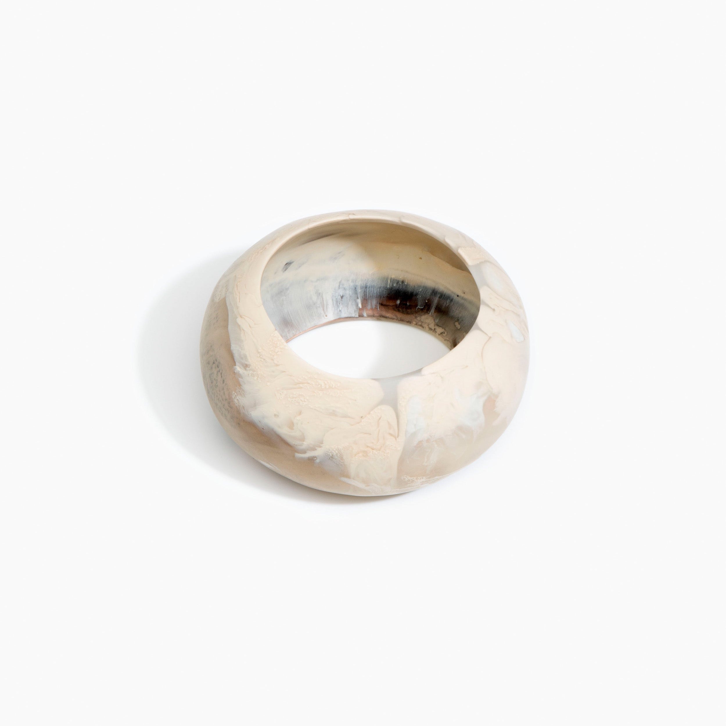 Dinosaur Designs Boulder Bangle in Sandy Pearl Colour resin with Wide Fit..