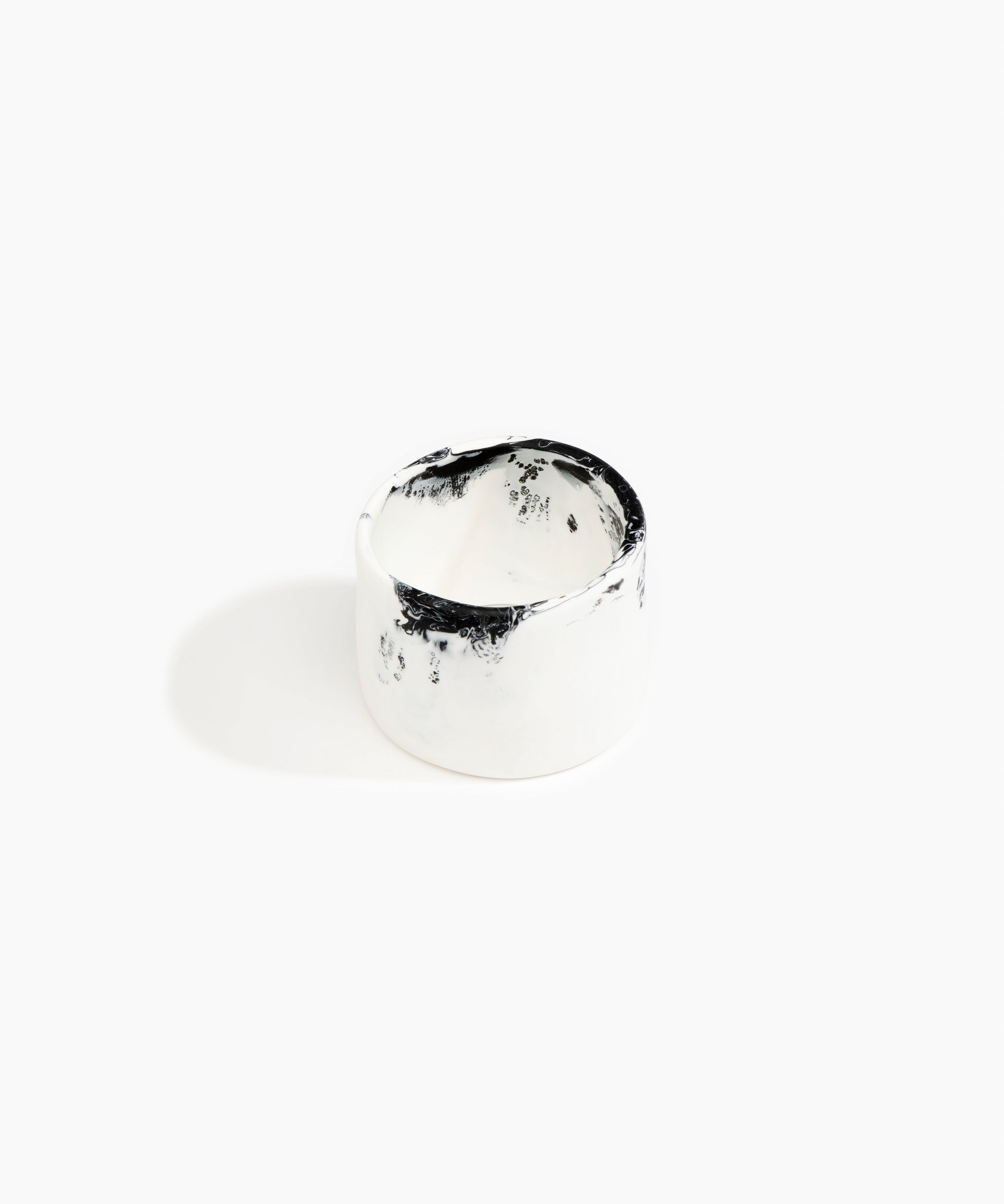 Dinosaur Designs Long Band Bangle in White Marble Colour resin with Regular Fit