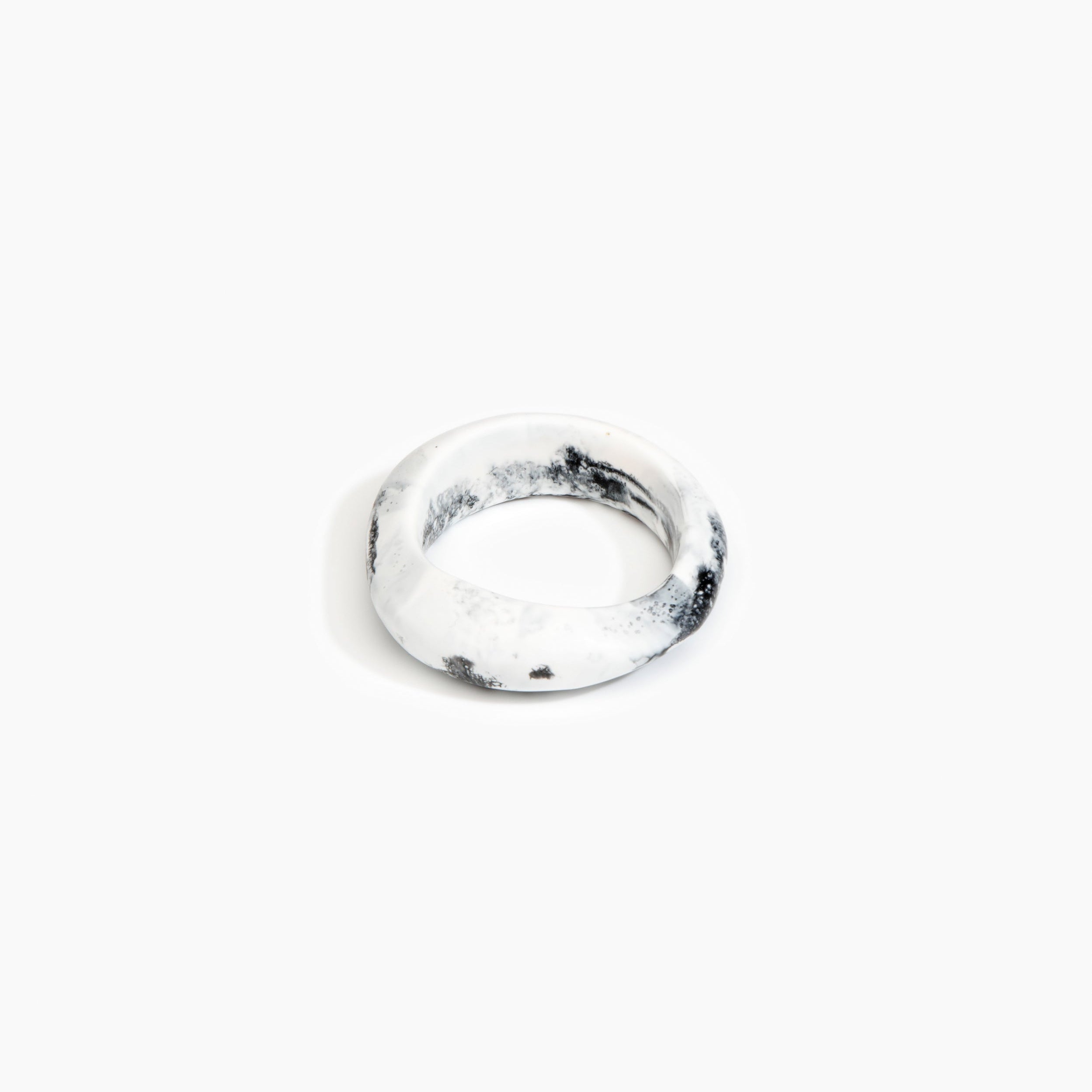 Dinosaur Designs Earth Bangle in White Marble Colour resin with Regular Fit..