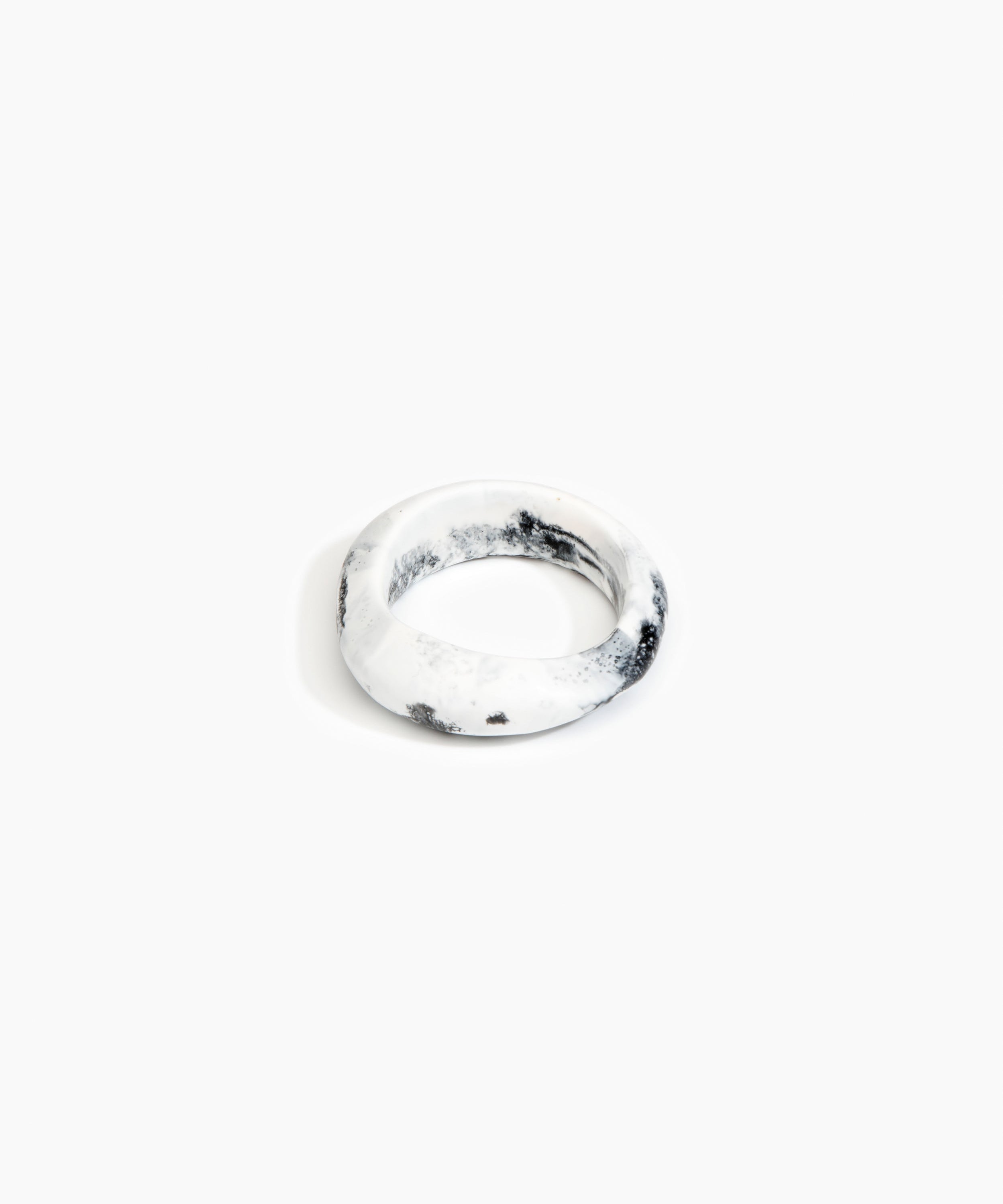 Dinosaur Designs Earth Bangle in White Marble Colour resin with Regular Fit.