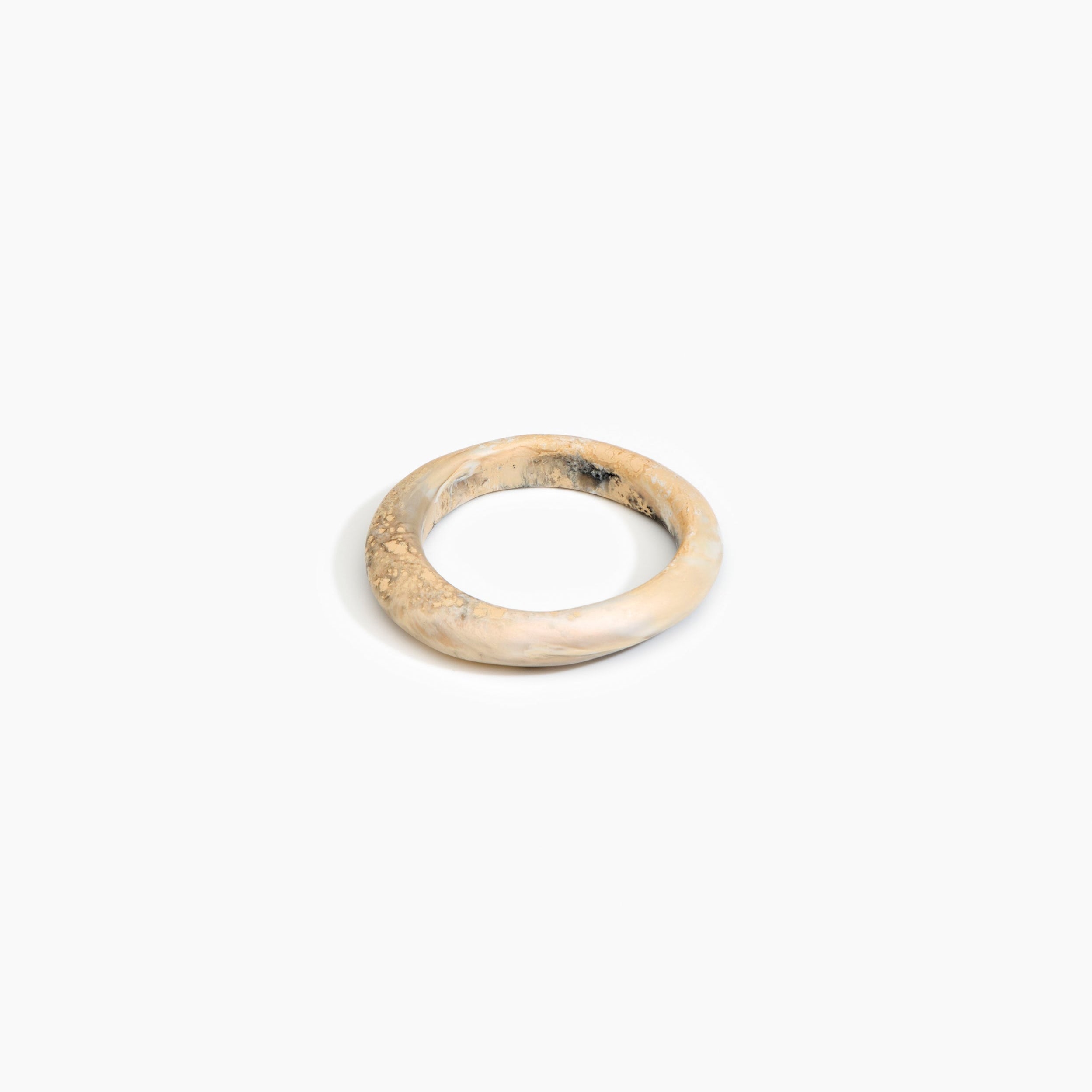 Dinosaur Designs Small Organic Bangle in Sandy Pearl Colour resin with Regular Fit.