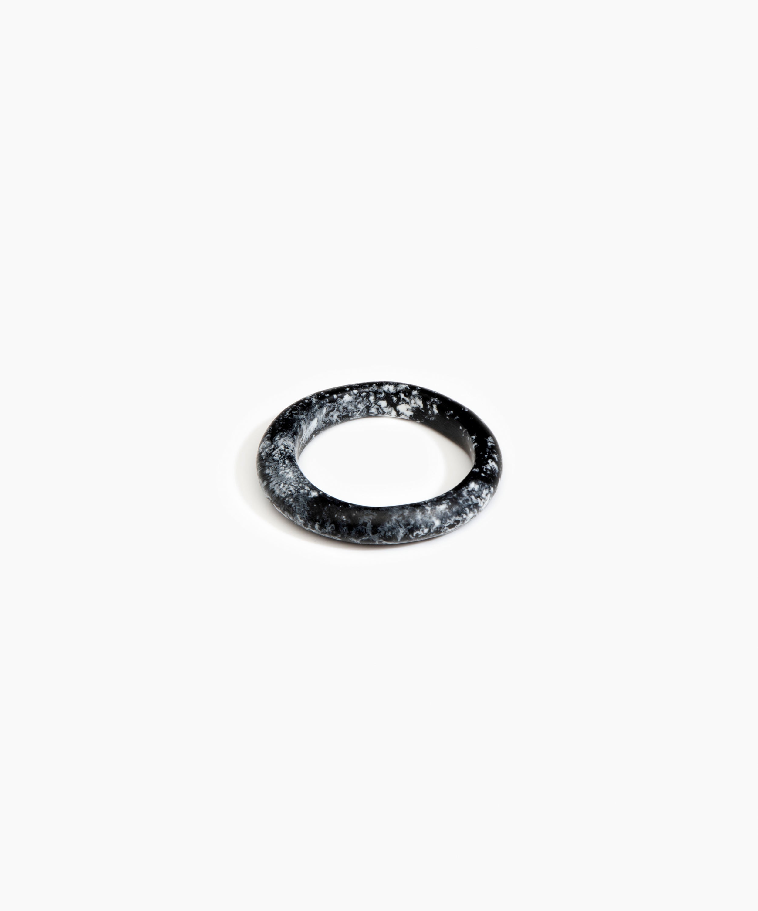 Dinosaur Designs Small Organic Bangle Bracelets in Black Marble Colour resin with Regular Fit