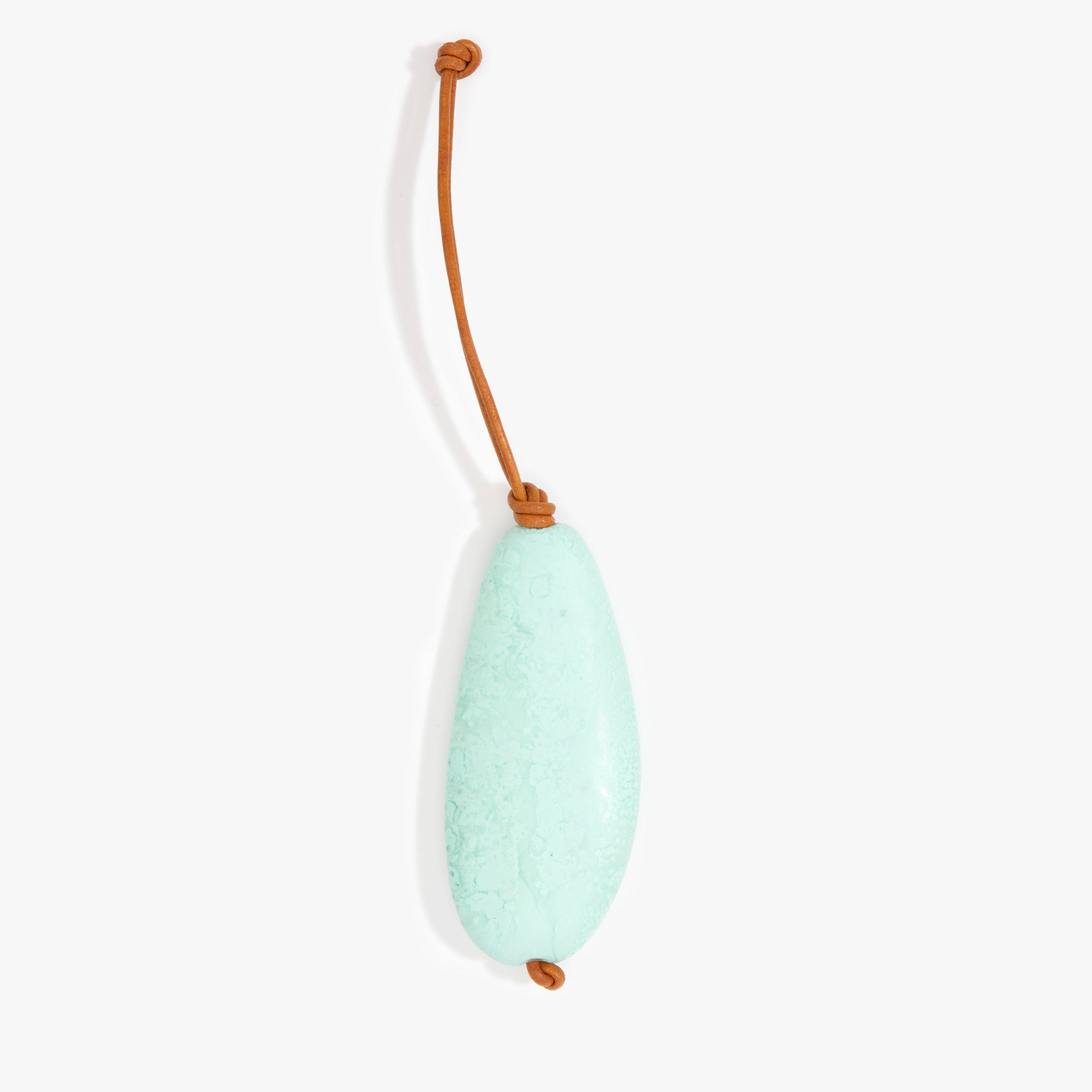 Dinosaur Designs Pebble Keyring in Mint Colour resin.
