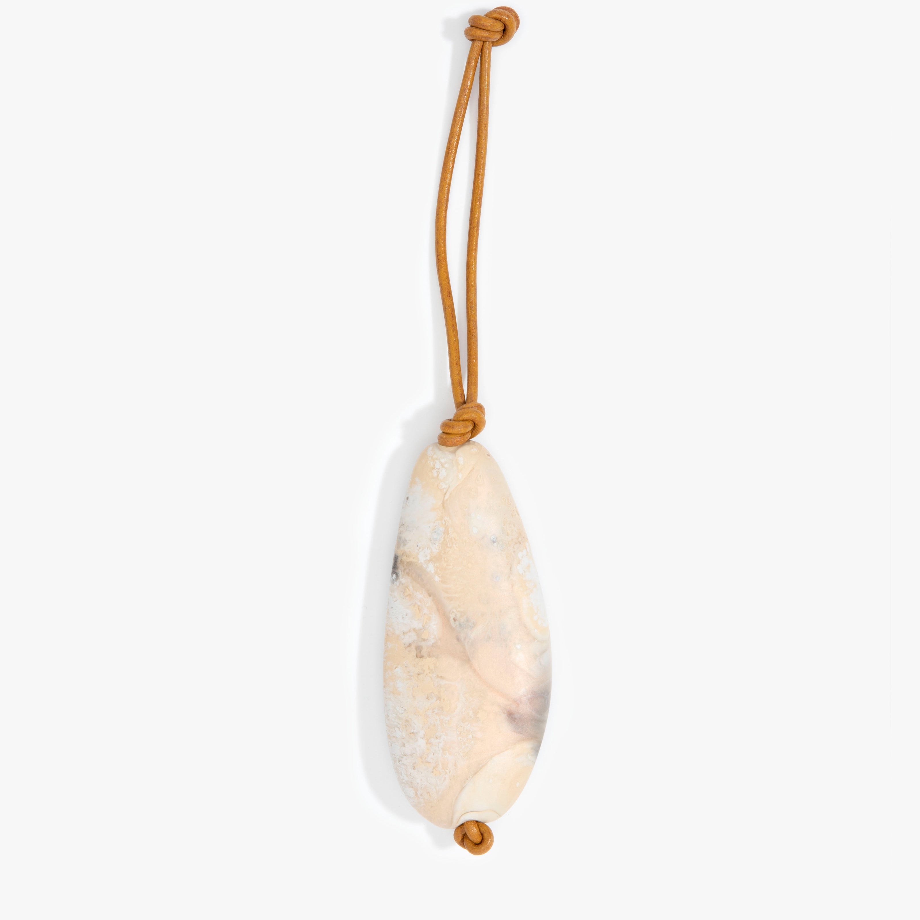 Dinosaur Designs Pebble Keyring in Sandy Pearl Colour resin.