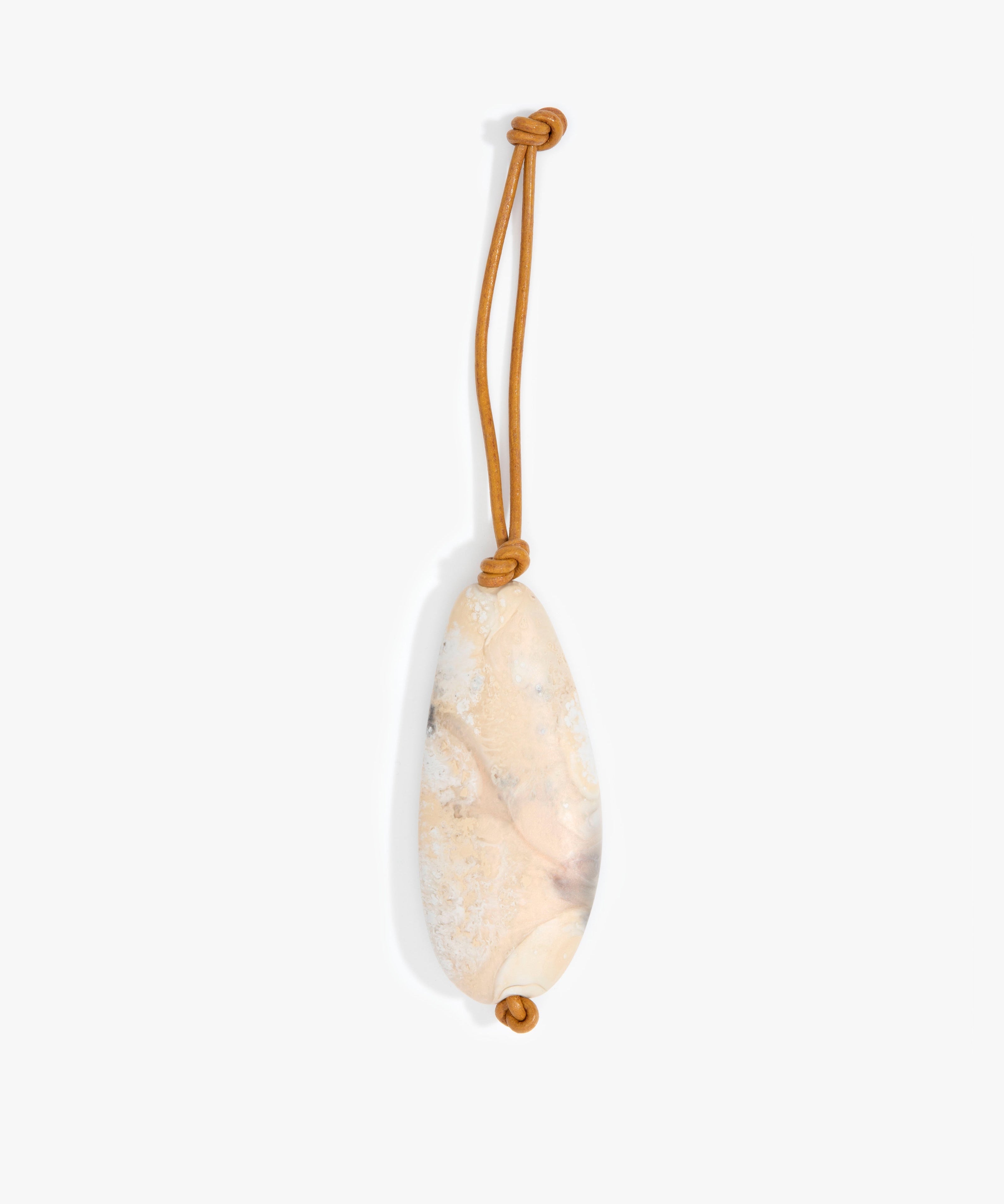 Dinosaur Designs Pebble Keyring in Sandy Pearl Colour resin