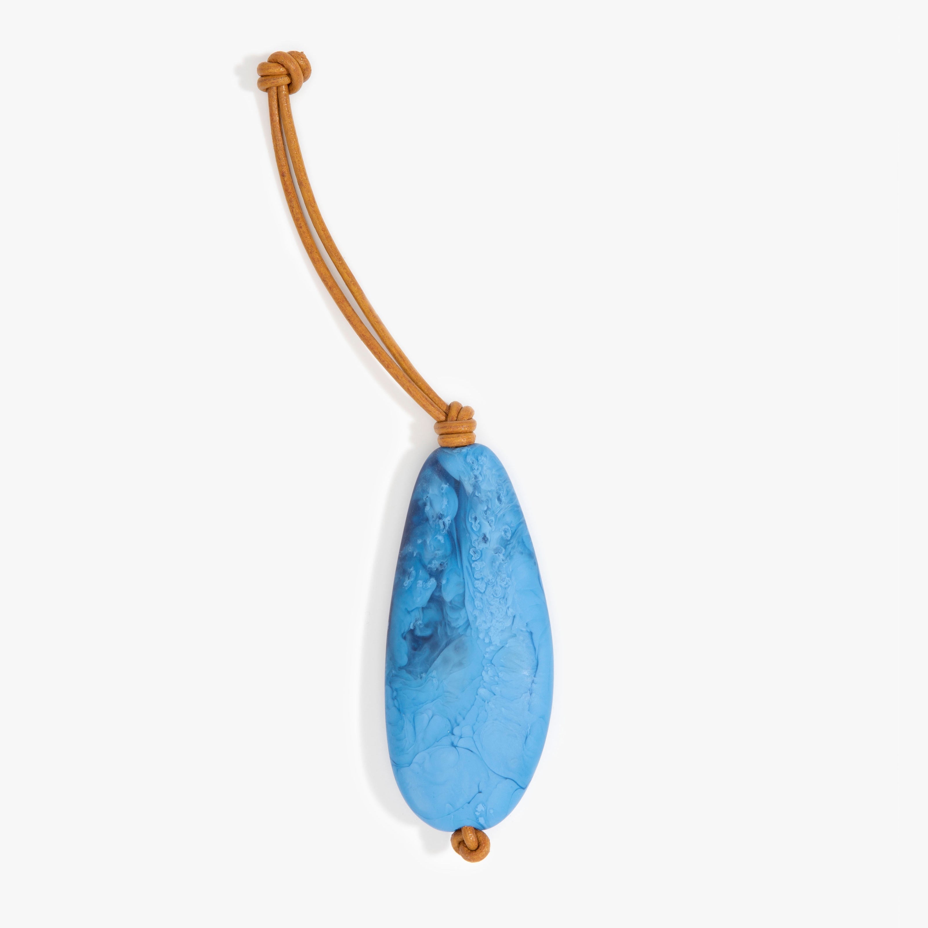 Dinosaur Designs Pebble Keyring in Sky Colour resin.