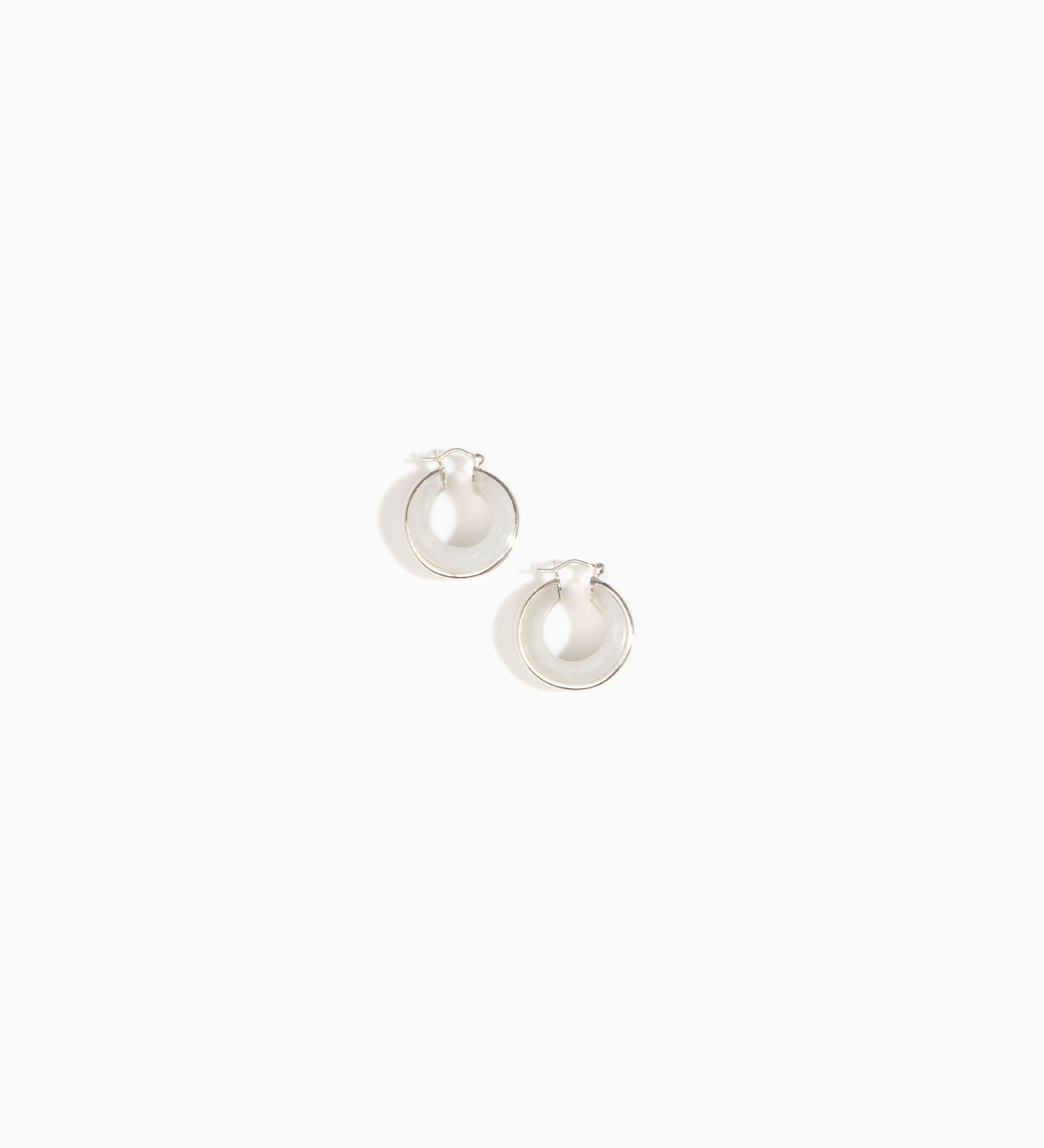 Dinosaur Designs Drift Hoop Earrings Earrings in Chalk Swirl Colour resin with Silver-Plated Brass Material