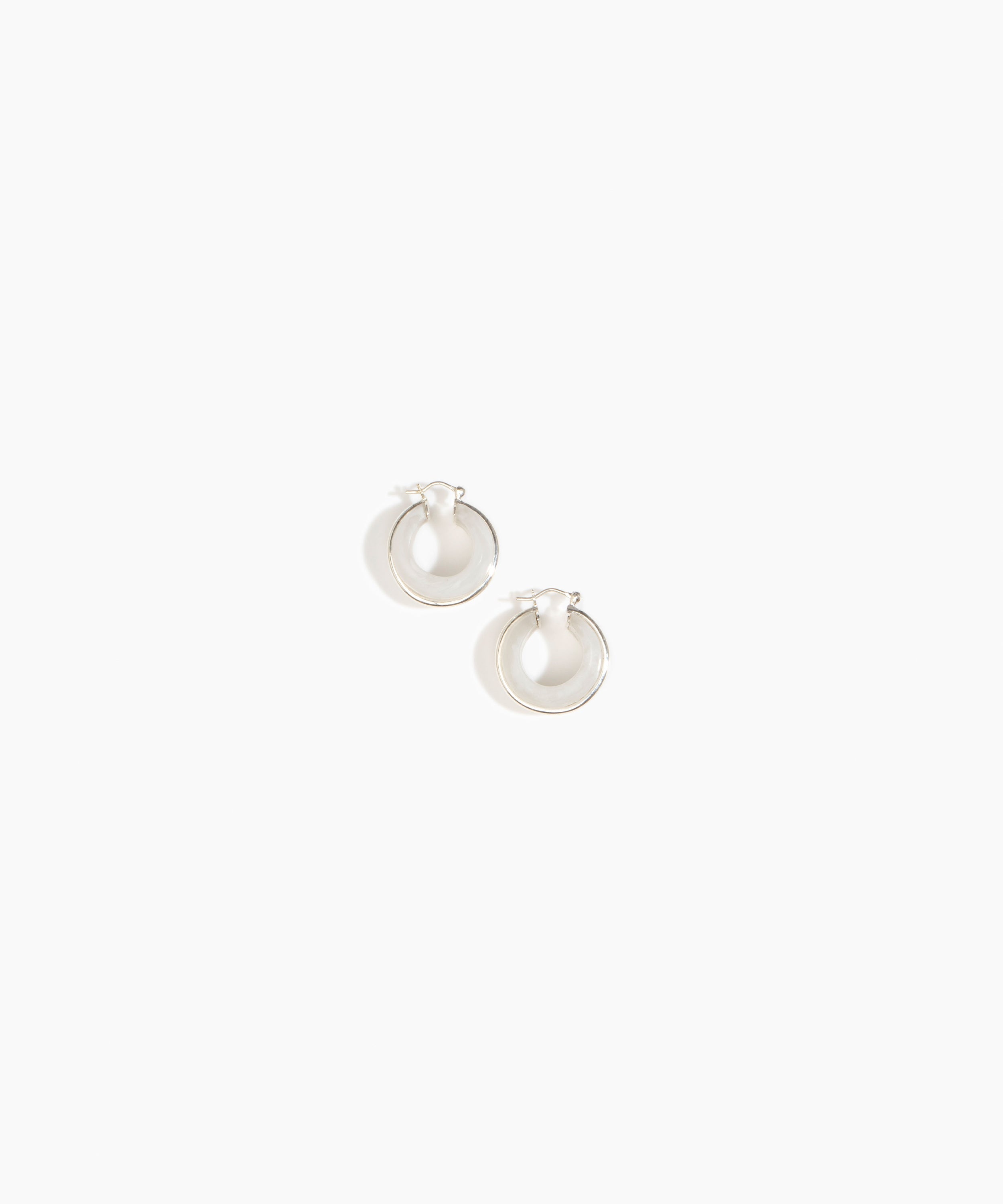 Dinosaur Designs Drift Hoop Earrings Earrings in Chalk Swirl Colour resin with Silver-Plated Brass Material