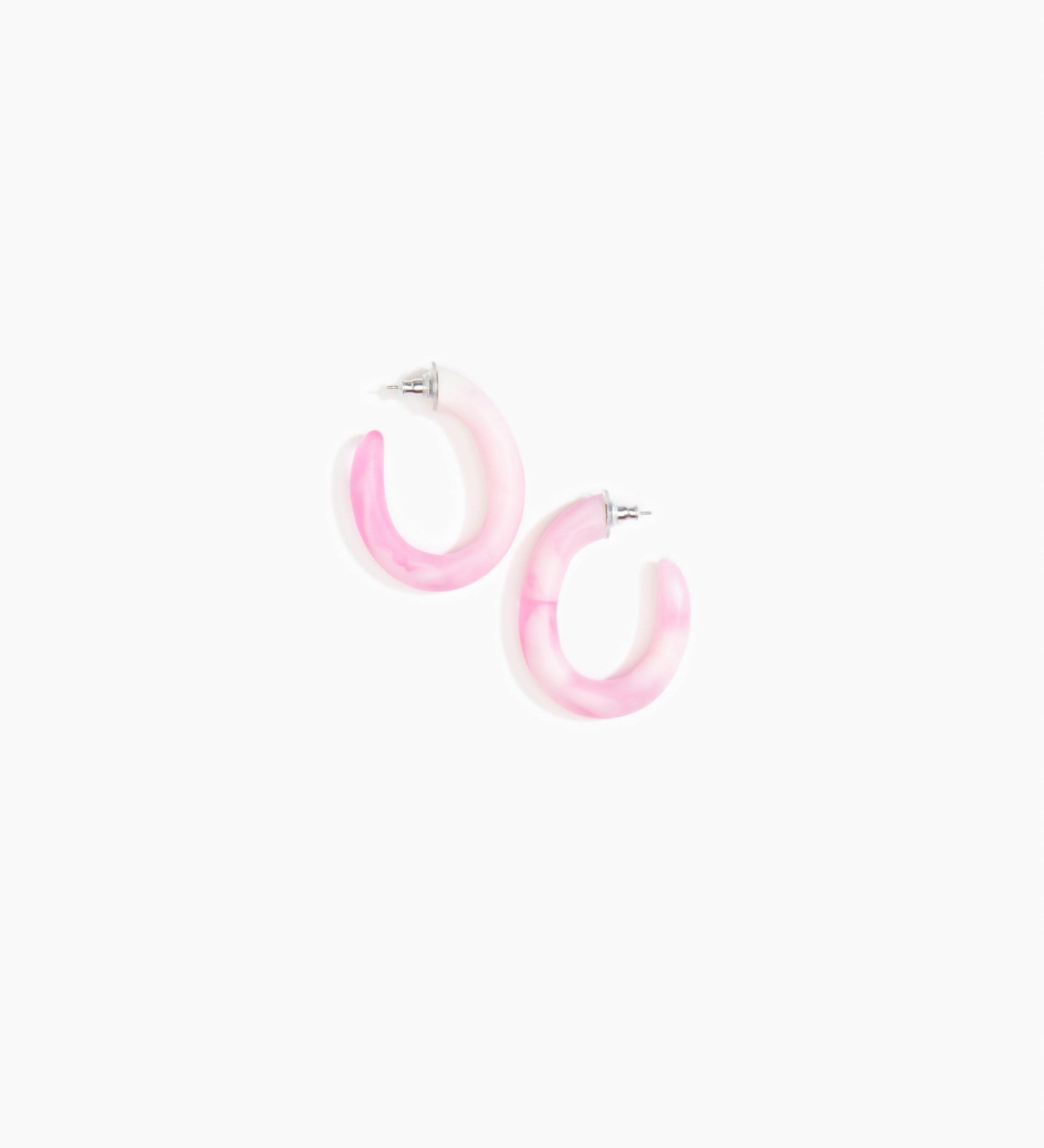 Dinosaur Designs Medium Pebble Loop Earrings Earrings in Shell Pink Colour resin 