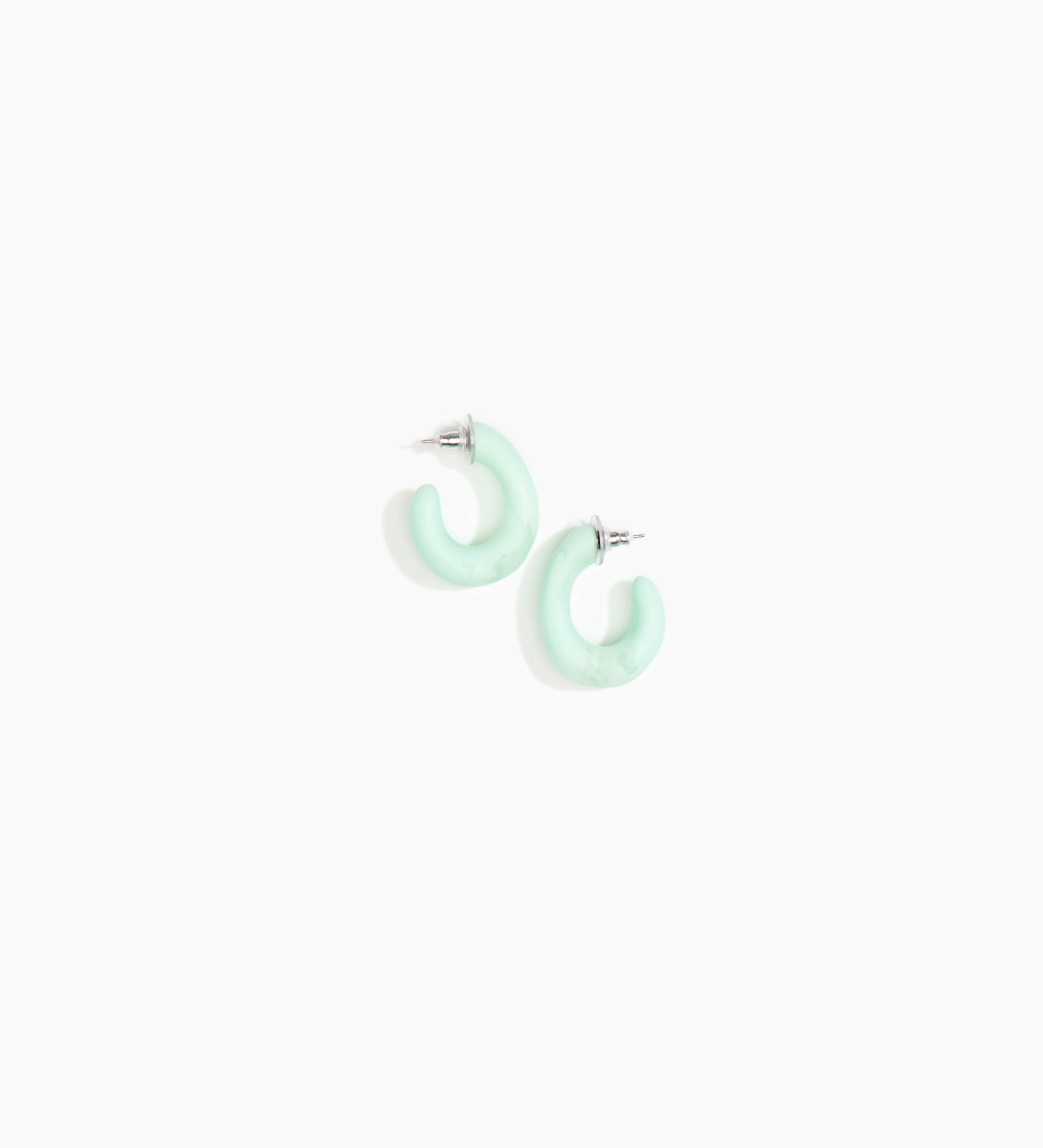 Dinosaur Designs Small Pebble Loop Earrings Earrings in Mint Colour resin 