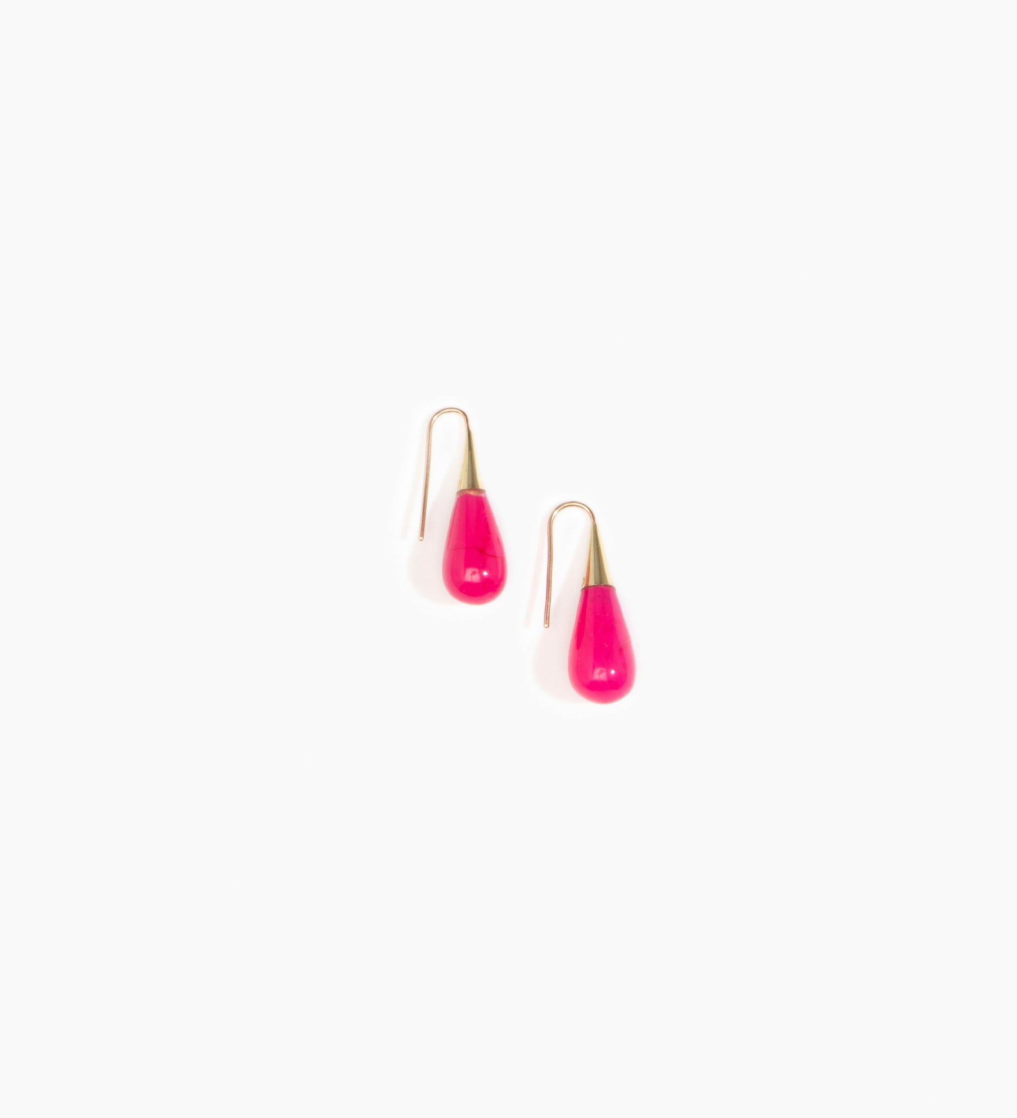 Dinosaur Designs Small Dew Drop Earrings Earrings in Flamingo Colour resin 