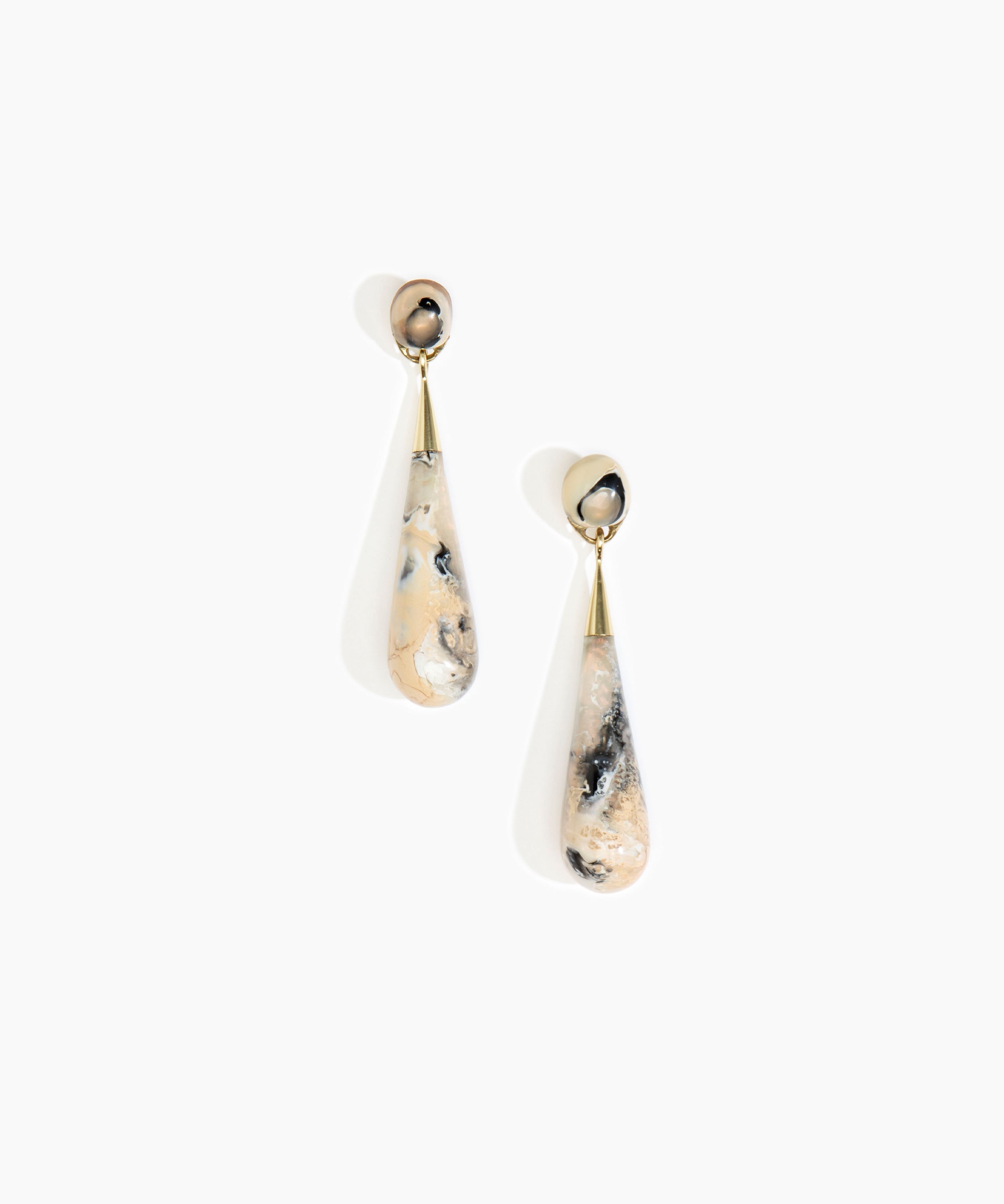 Dinosaur Designs Large Dew Drop Earrings in Sandy Pearl Colour resin with Studs Backing