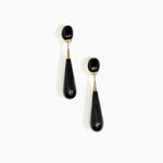 Dinosaur Designs Large Dew Drop Earrings in Black Colour resin with Clips Backing
