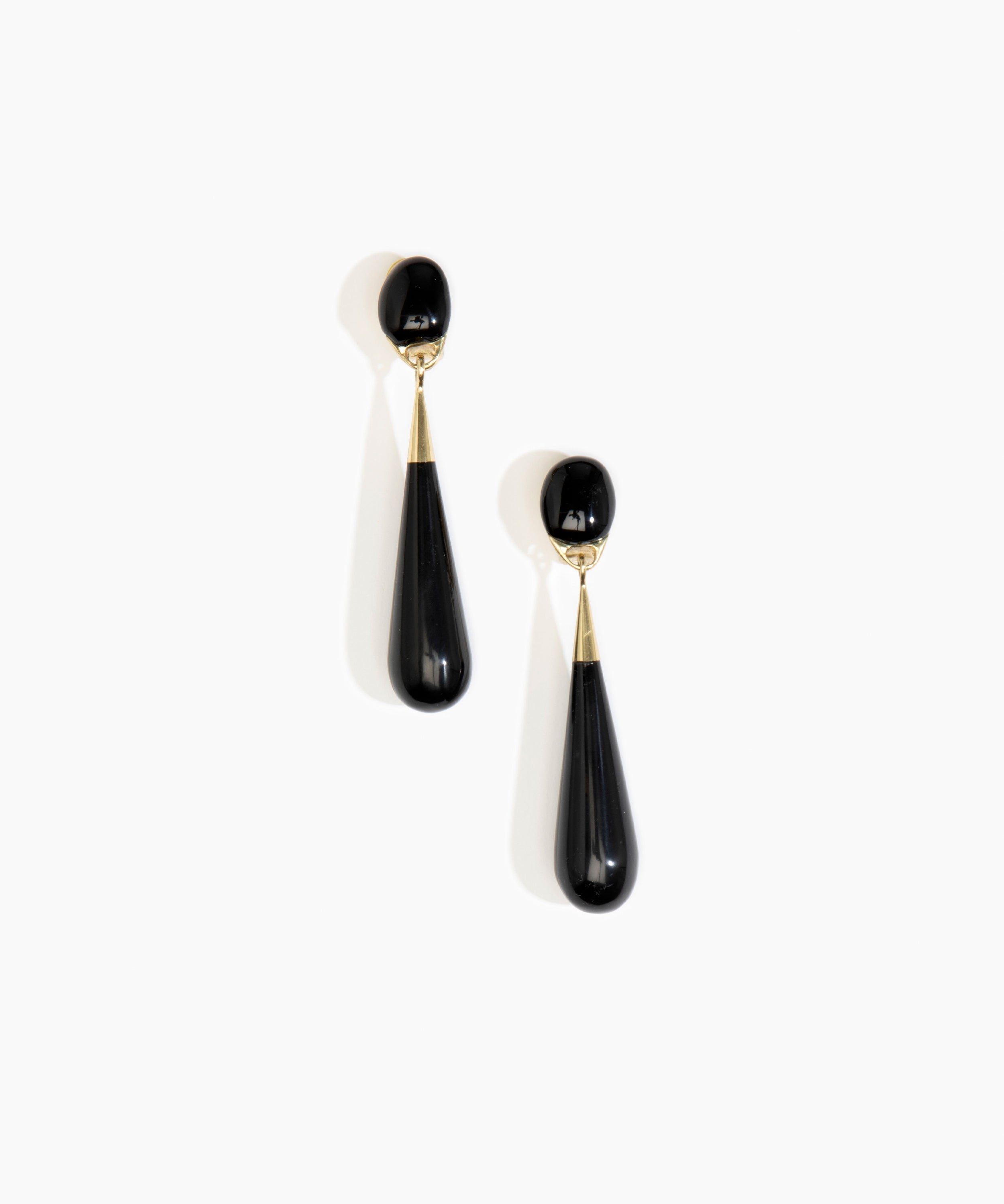 Dinosaur Designs Large Dew Drop Earrings in Black Colour resin with Clips Backing