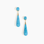 Dinosaur Designs Large Dew Drop Earrings Earrings in Sky Colour resin with Studs Backing