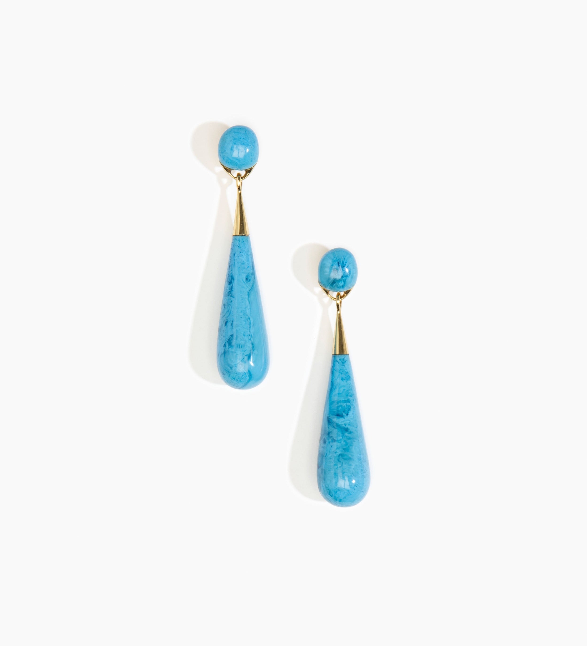 Dinosaur Designs Large Dew Drop Earrings Earrings in Sky Colour resin with Studs Backing