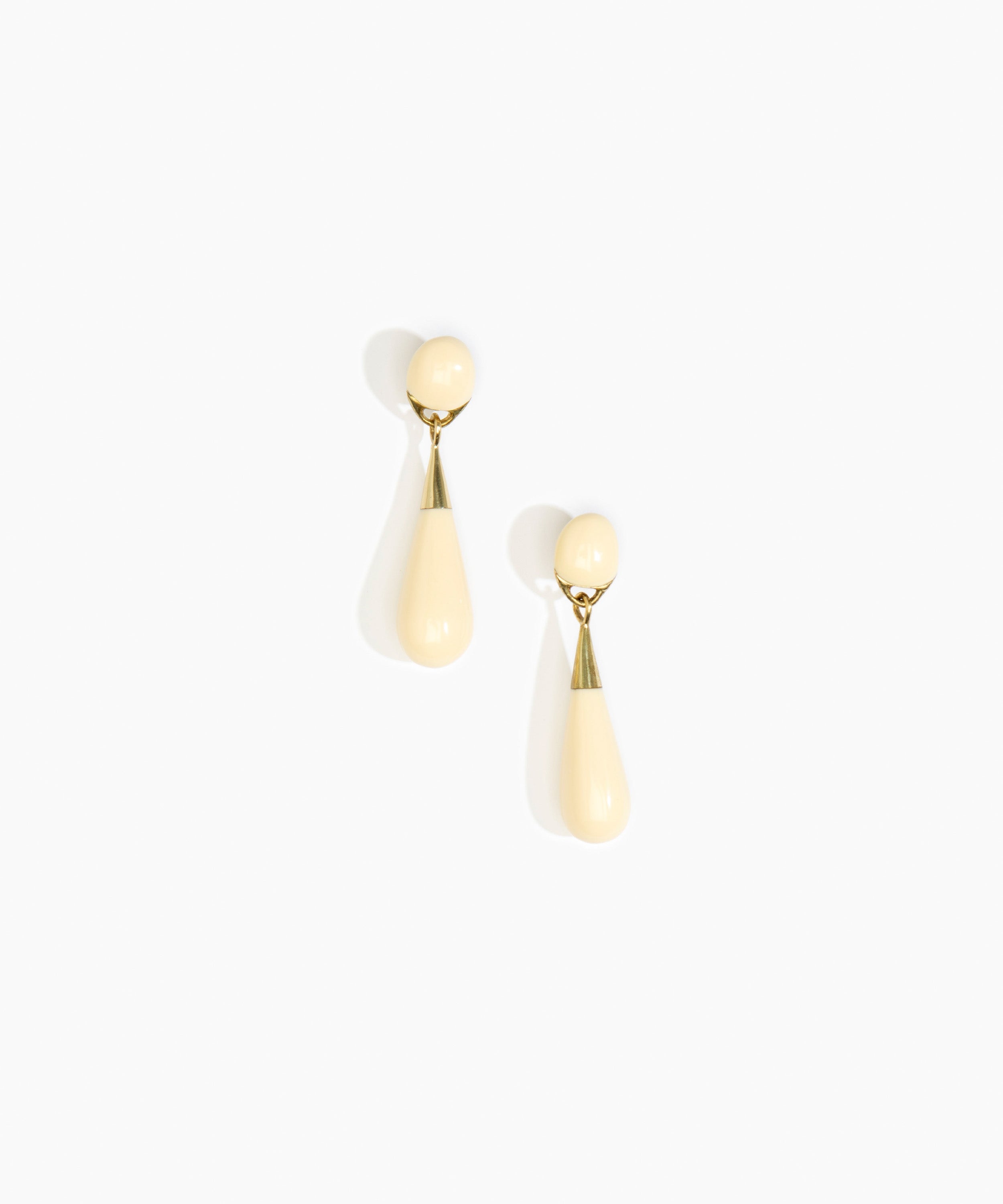 Dinosaur Designs Medium Dew Drop Earrings in Cream Colour resin with Clips Backing