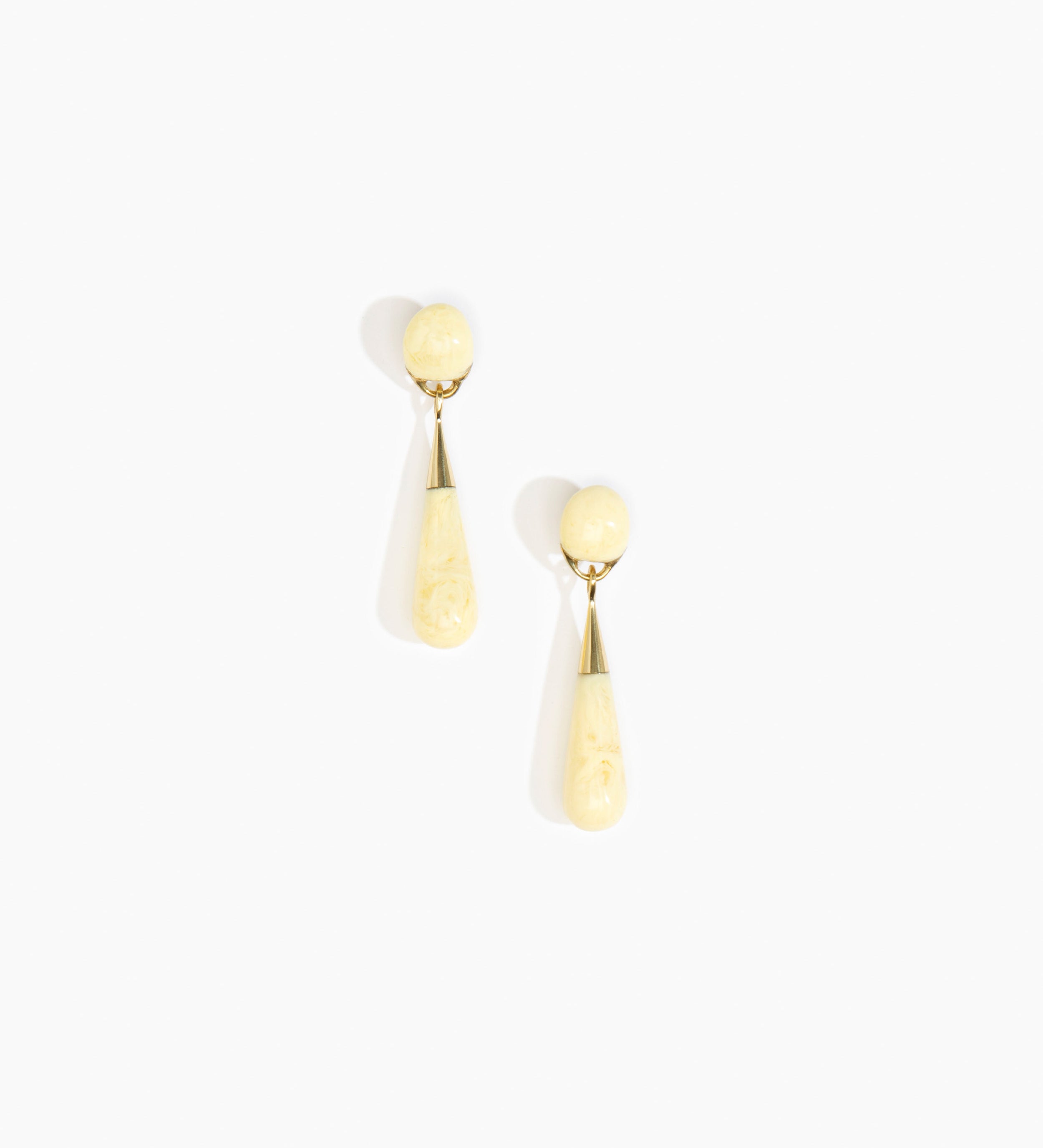 Dinosaur Designs Medium Dew Drop Earrings Earrings in Lemon Colour resin with Studs Backing