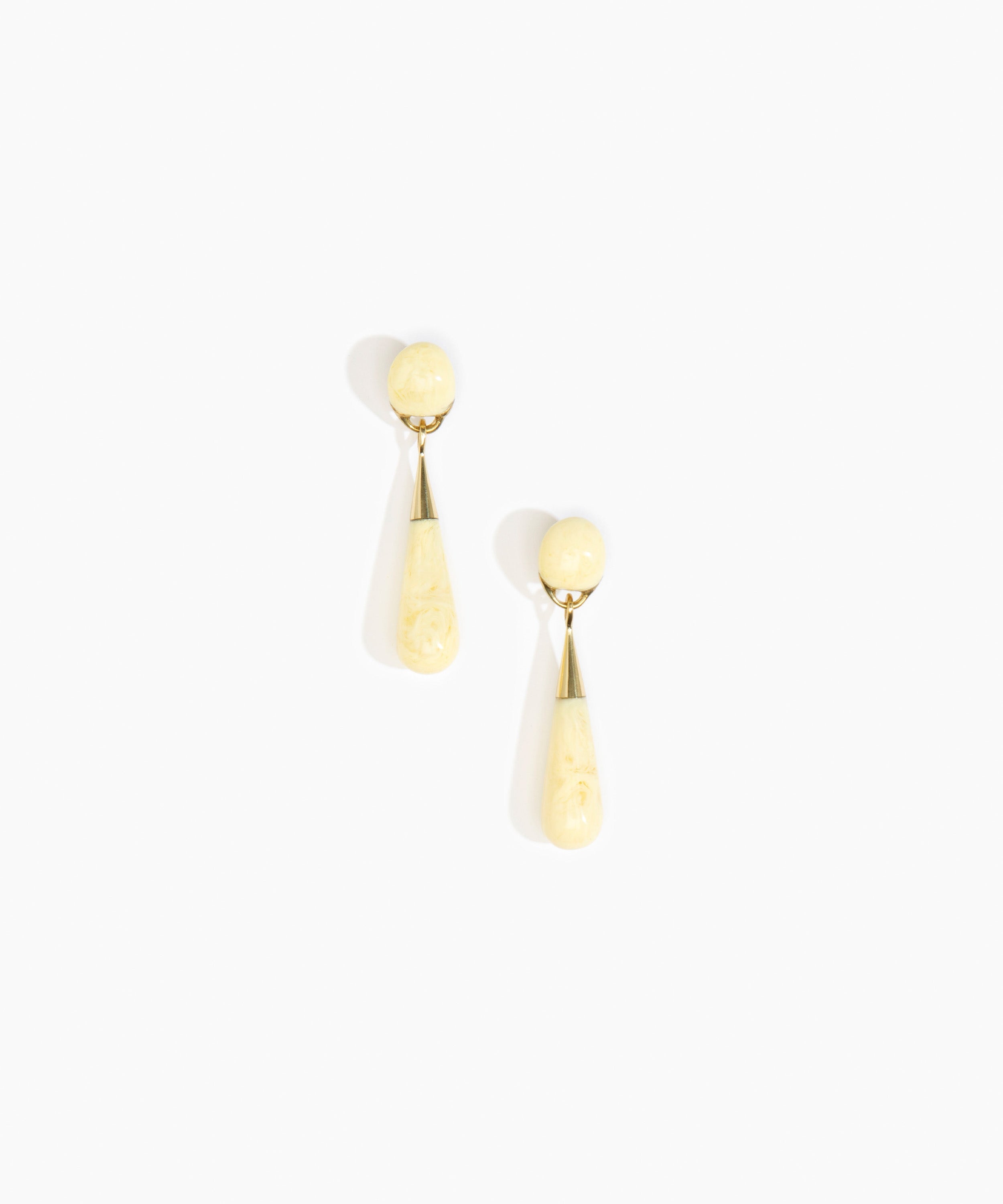 Dinosaur Designs Medium Dew Drop Earrings Earrings in Lemon Colour resin with Studs Backing