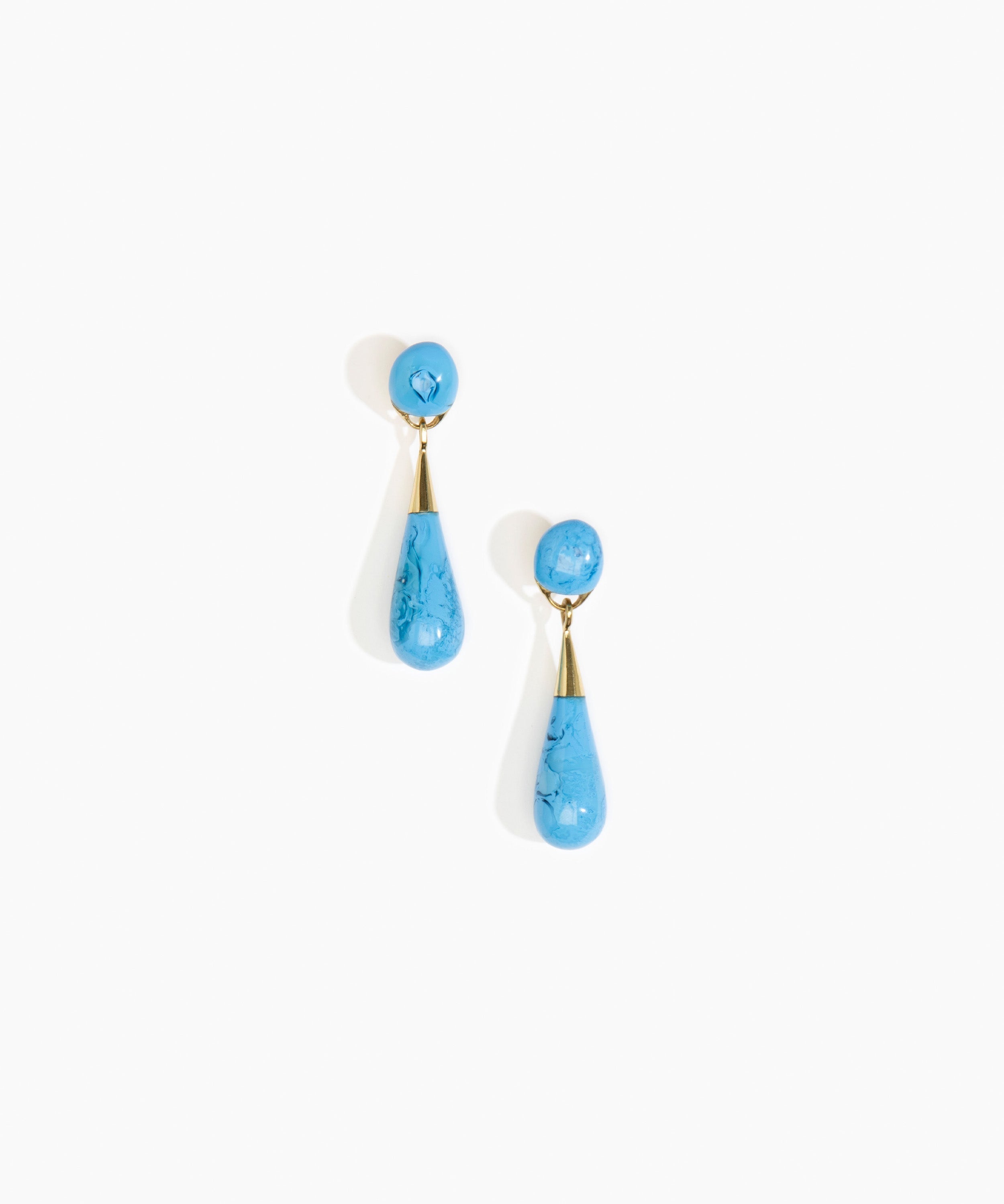 Dinosaur Designs Medium Dew Drop Earrings in Sky Colour resin with Clips Backing
