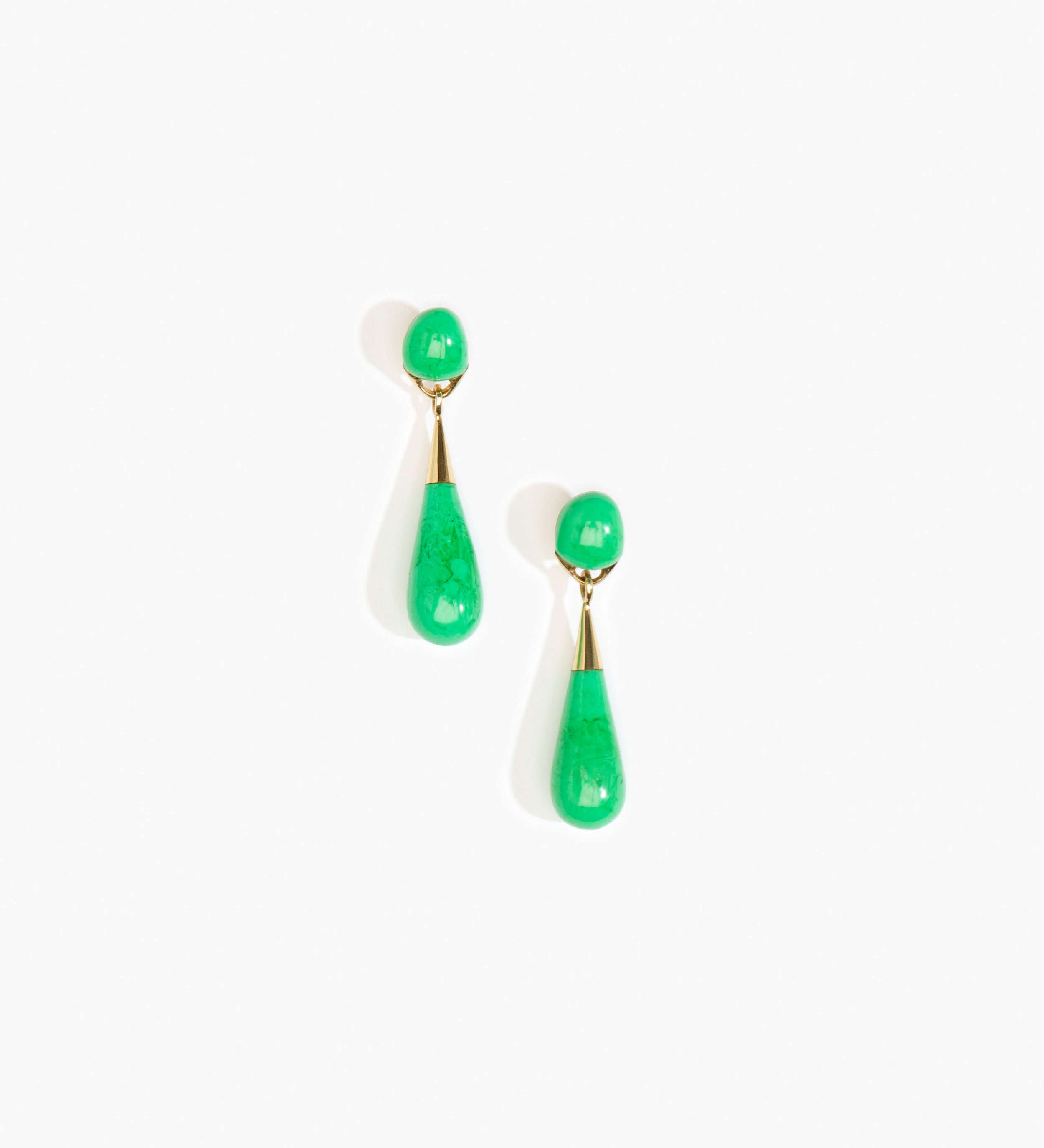 Dinosaur Designs Medium Dew Drop Earrings Earrings in Leaf Colour resin with Studs Backing