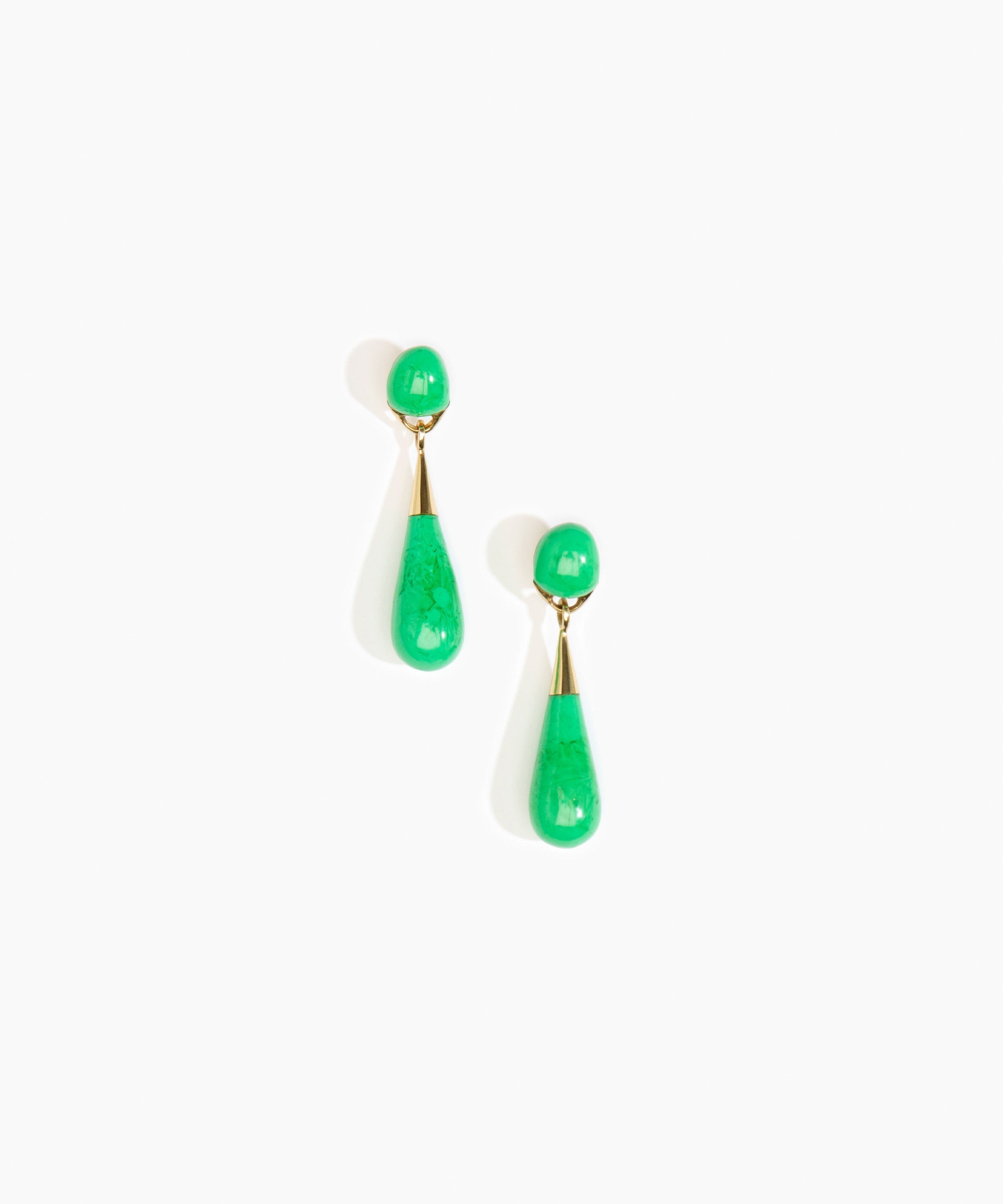 Dinosaur Designs Medium Dew Drop Earrings Earrings in Leaf Colour resin with Studs Backing