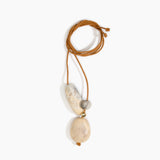 Dinosaur Designs Rock Cluster Pendant in Sandy Pearl Colour resin with Nano-Coated Brass Bead Material.