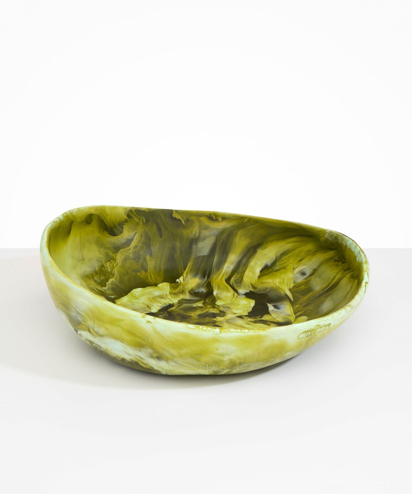 Dinosaur Designs Large Flow Bowl in Malachite Colour resin.