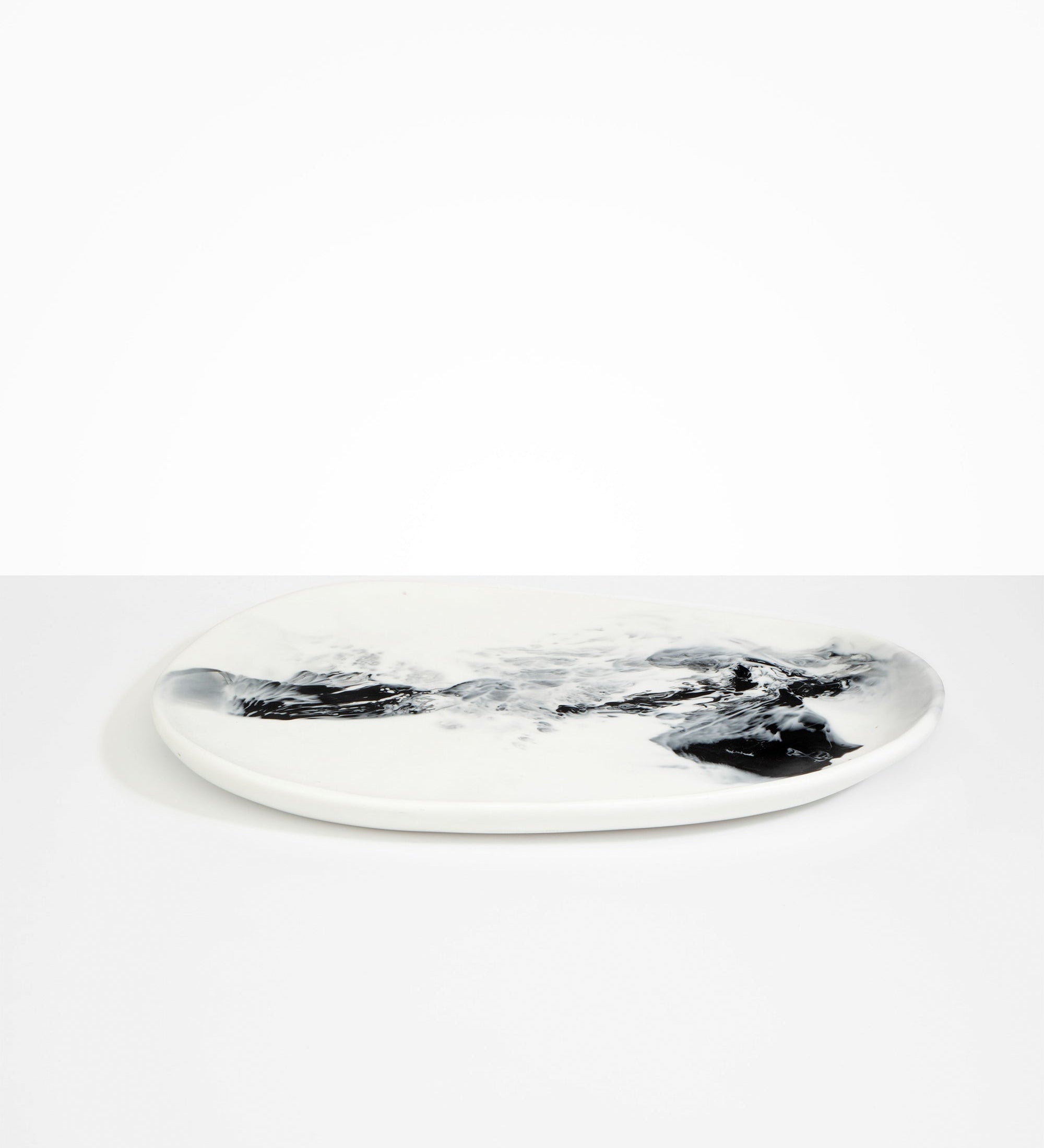 Dinosaur Designs Large Pebble Platter Serving Platters in White Marble Colour resin